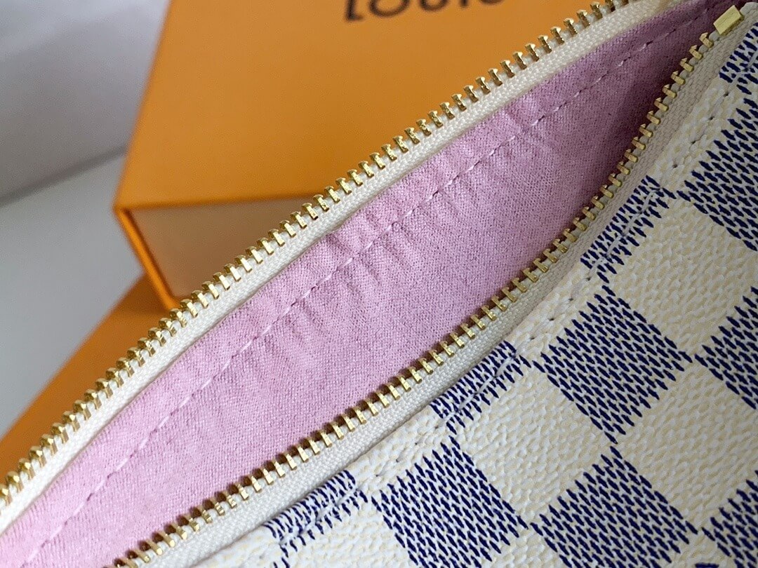 Louis Vuitton LV Damier Azur canvas Mini Pochette Accessoires Wallet Handbag N58010 White Grid - Image 3