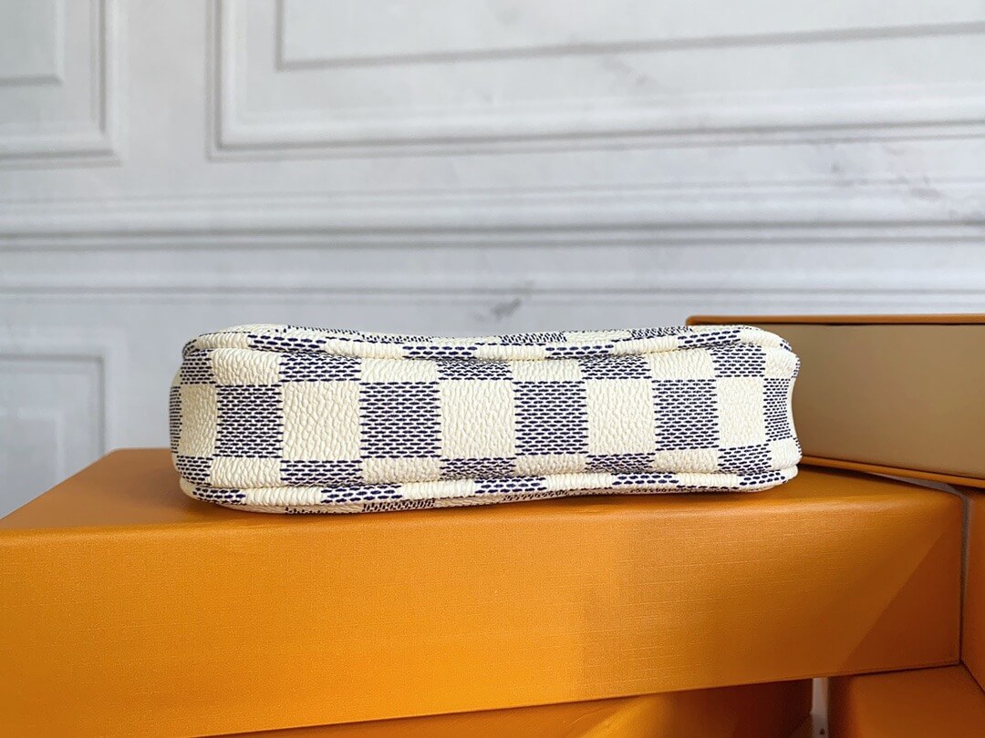 Louis Vuitton LV Damier Azur canvas Mini Pochette Accessoires Wallet Handbag N58010 White Grid - Image 9