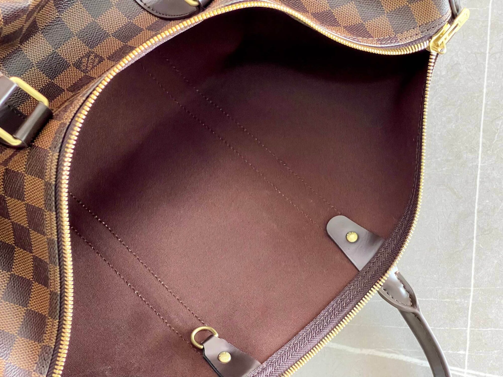 Louis Vuitton LV Damier Ebene - Damier Graphite Canvas Keepall Bandouliere 45 N41418 - 50 N41416 55 - N41414 N41413 Travel Shoulder HanBag Brown - Black - Image 4
