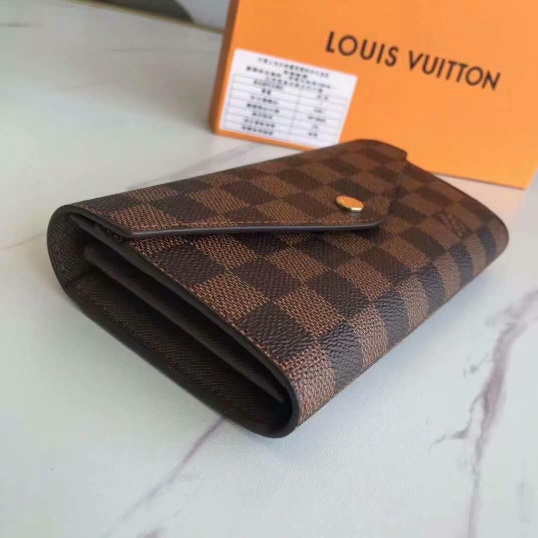 Louis Vuitton LV Damier Ebene Canvas Sarah Wallet M63209 Brown - Rose Ballerine Pink - Red - Black - Image 33