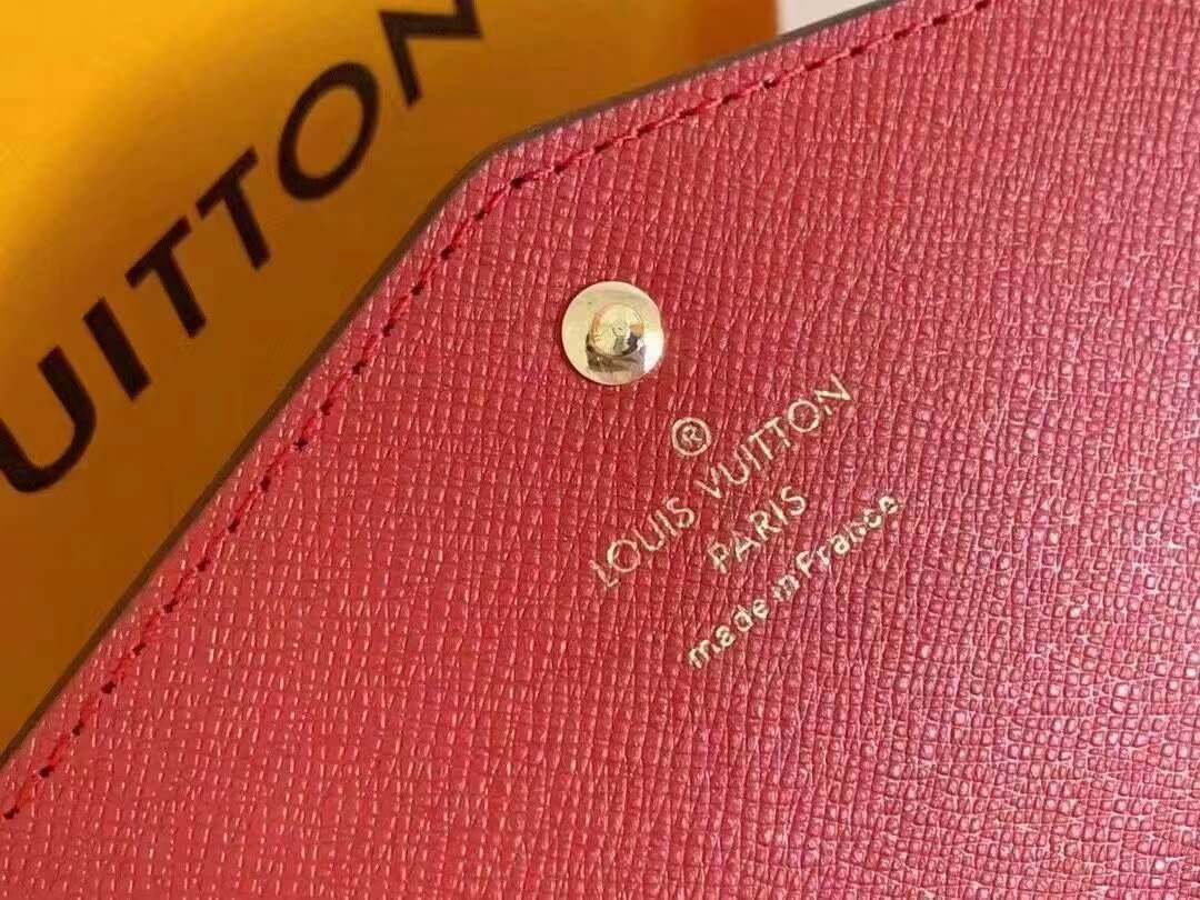 Louis Vuitton LV Damier Ebene Canvas Sarah Wallet M63209 Brown - Rose Ballerine Pink - Red - Black - Image 20