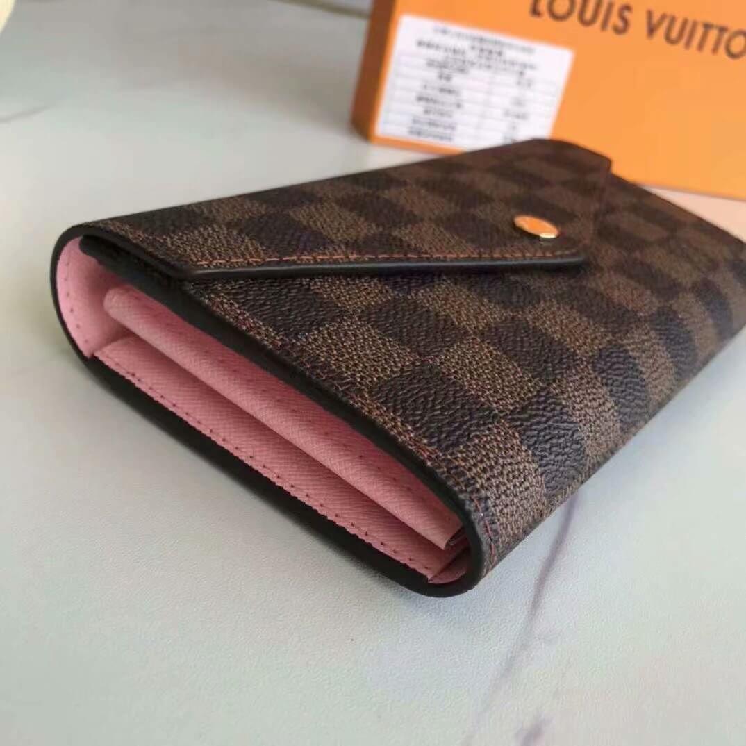 Louis Vuitton LV Damier Ebene Canvas Sarah Wallet M63209 Brown - Rose Ballerine Pink - Red - Black - Image 13