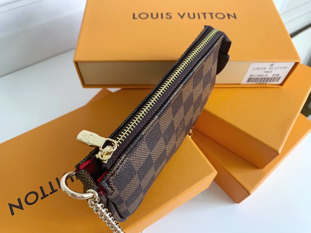 Louis Vuitton LV Damier Ebene canvas Mini Pochette Accessoires Wallet Handbag N58009 Brown - Image 3