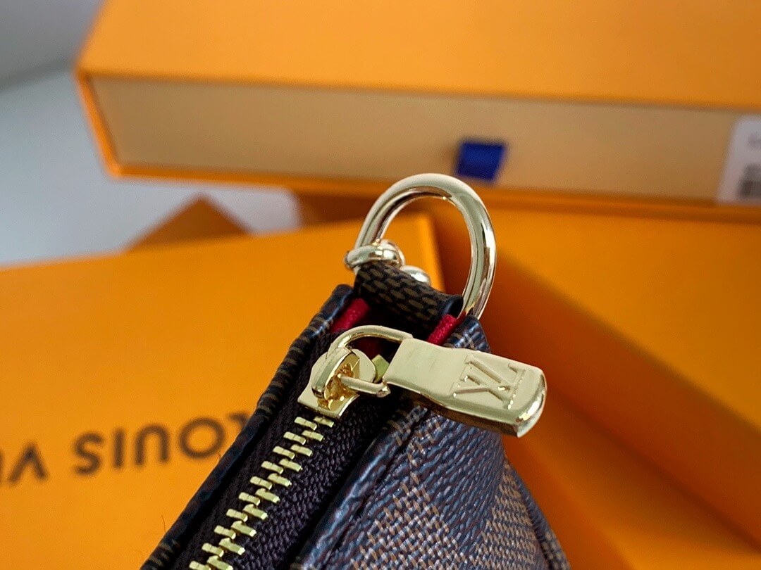 Louis Vuitton LV Damier Ebene canvas Mini Pochette Accessoires Wallet Handbag N58009 Brown - Image 6