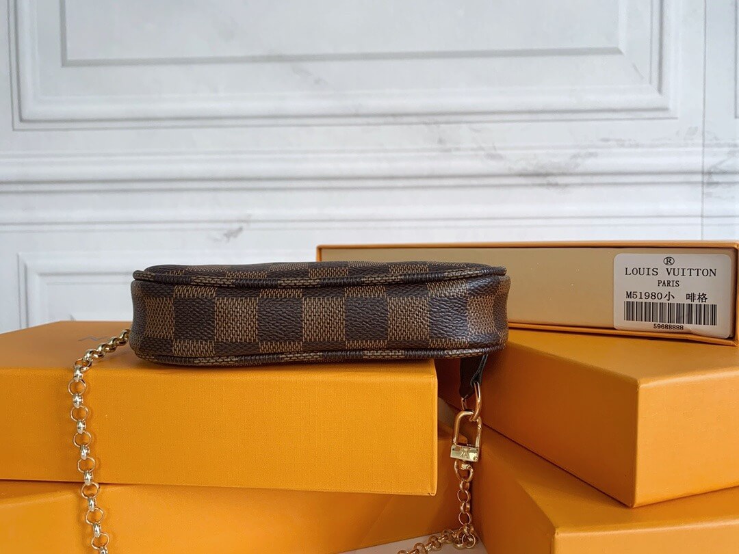 Louis Vuitton LV Damier Ebene canvas Mini Pochette Accessoires Wallet Handbag N58009 Brown - Image 9