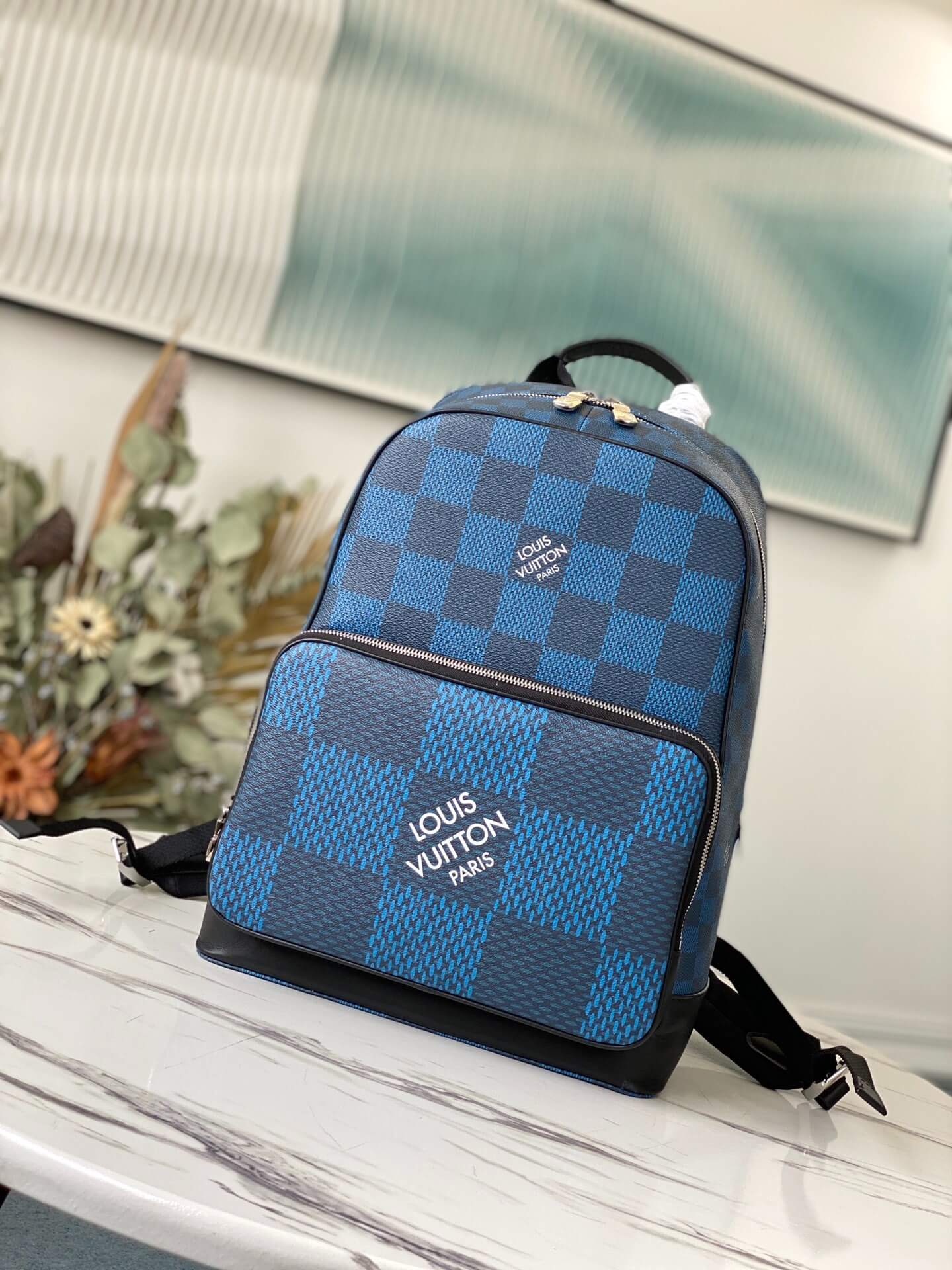 Louis Vuitton LV Damier Graphite Canvas Campus Backpack Bag N50008 Navy Blue N50009 Black