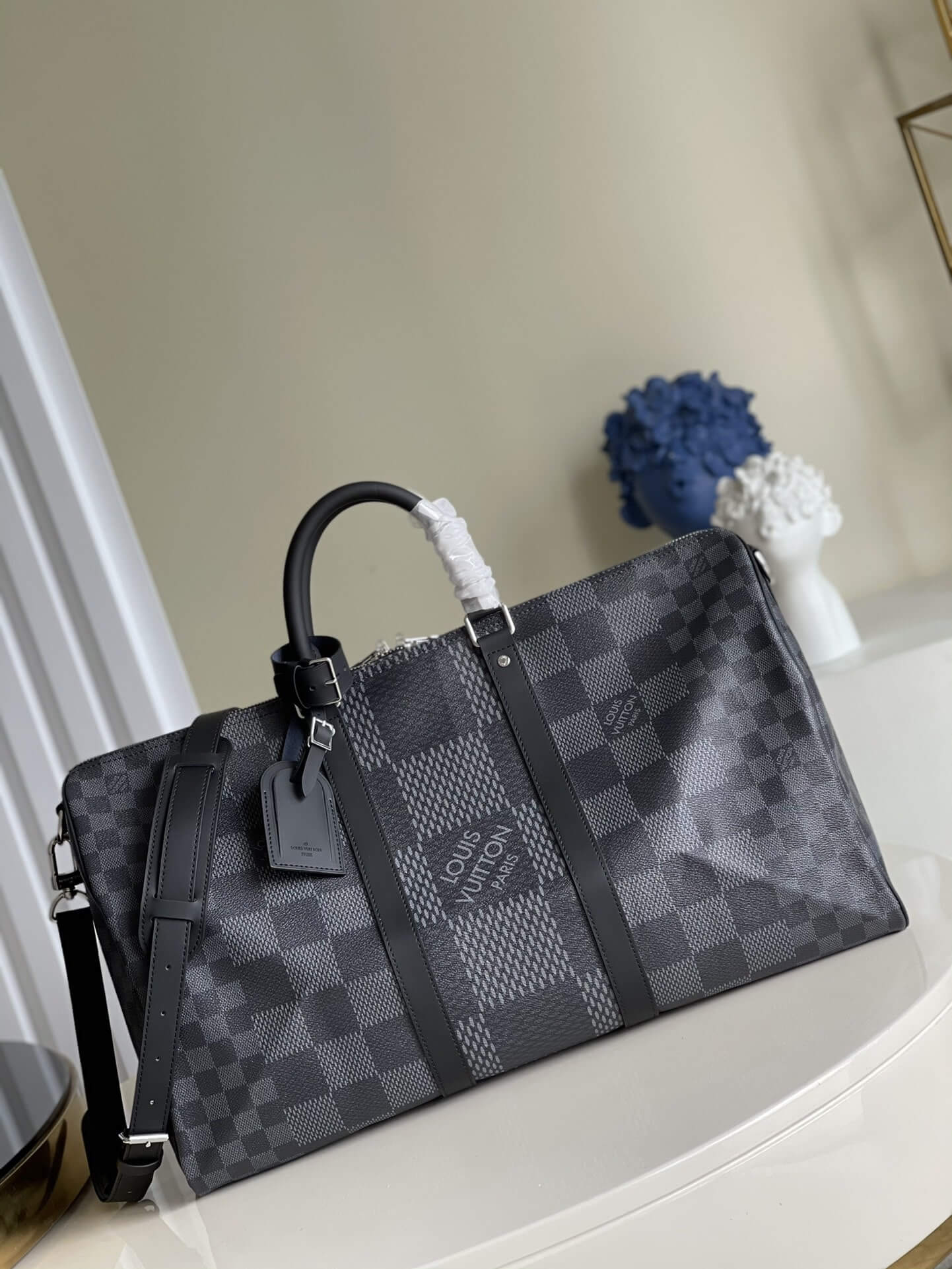 Louis Vuitton LV Damier Graphite Canvas Keepall Bandoulière 50 Travel Bag N50016 Grey / Black