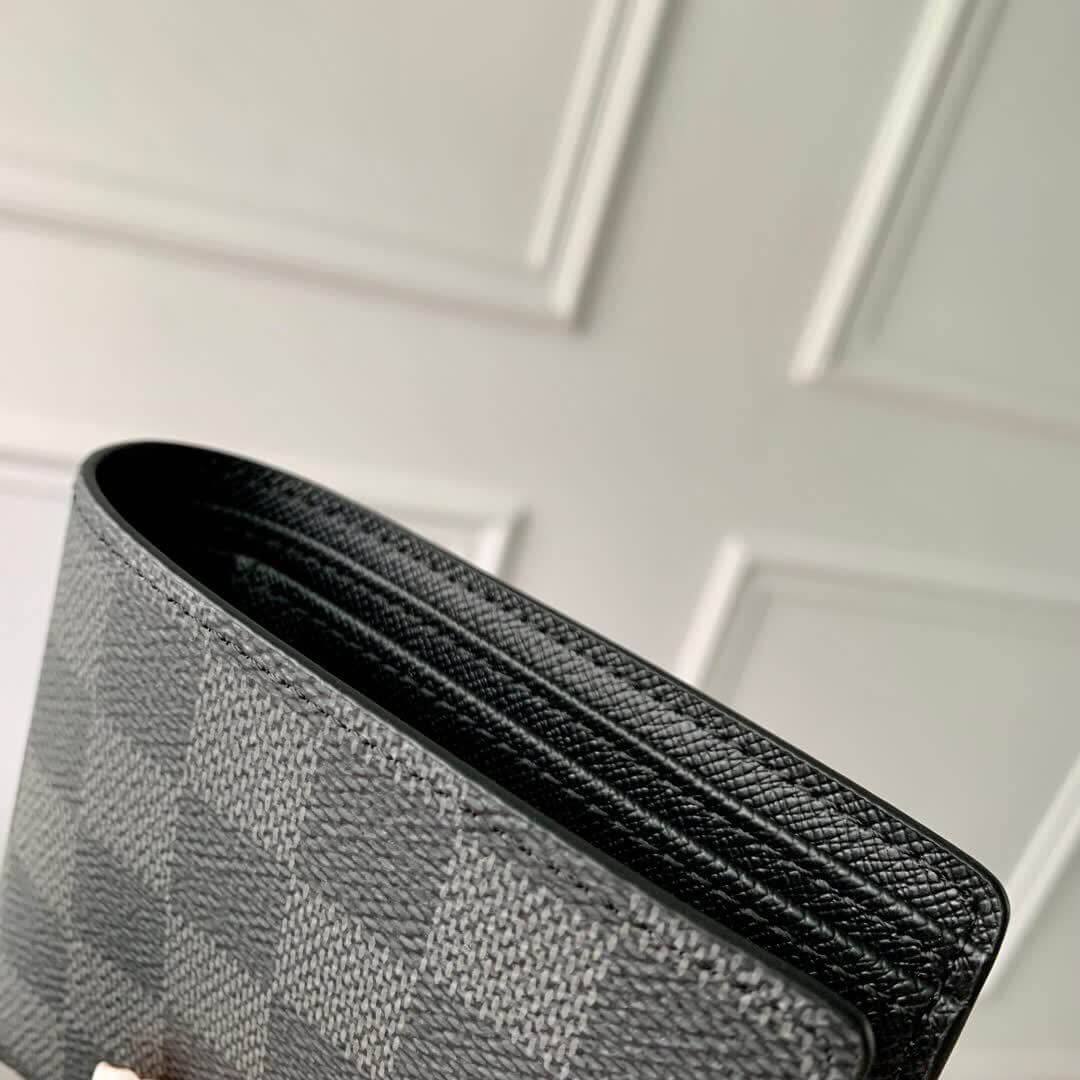 Louis Vuitton LV Damier Graphite Canvas Multiple - Slender Wallet N62663 Black / Grey N00092 Black / Blue - Image 7