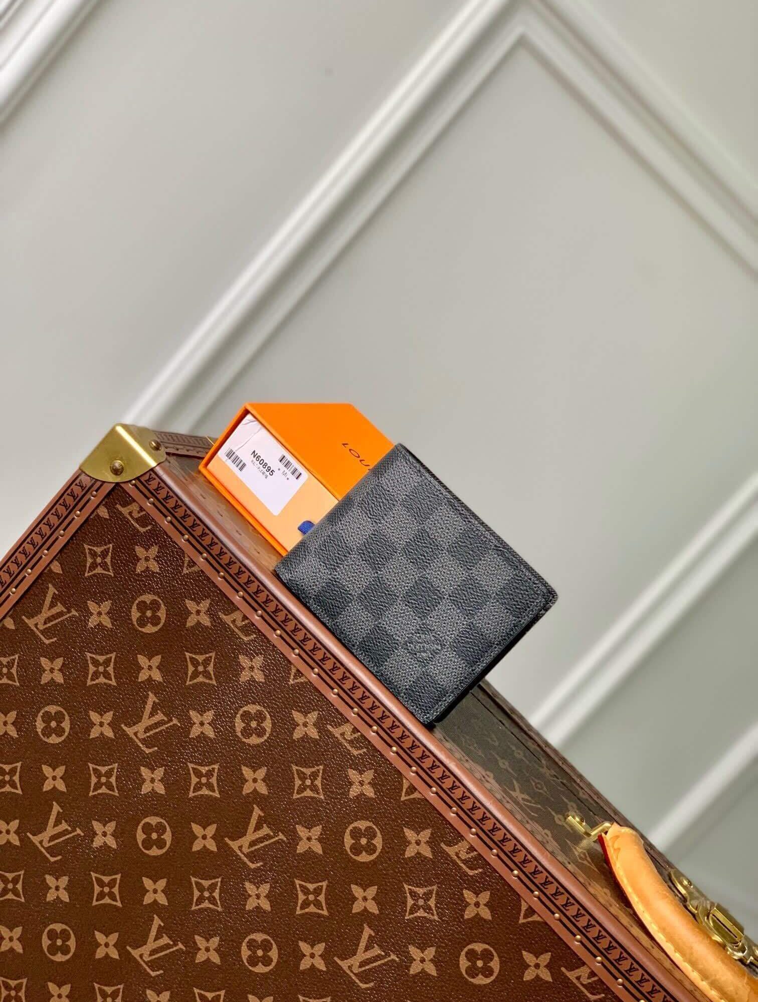 Louis Vuitton LV Damier Graphite Canvas Multiple - Slender Wallet N62663 Black / Grey N00092 Black / Blue