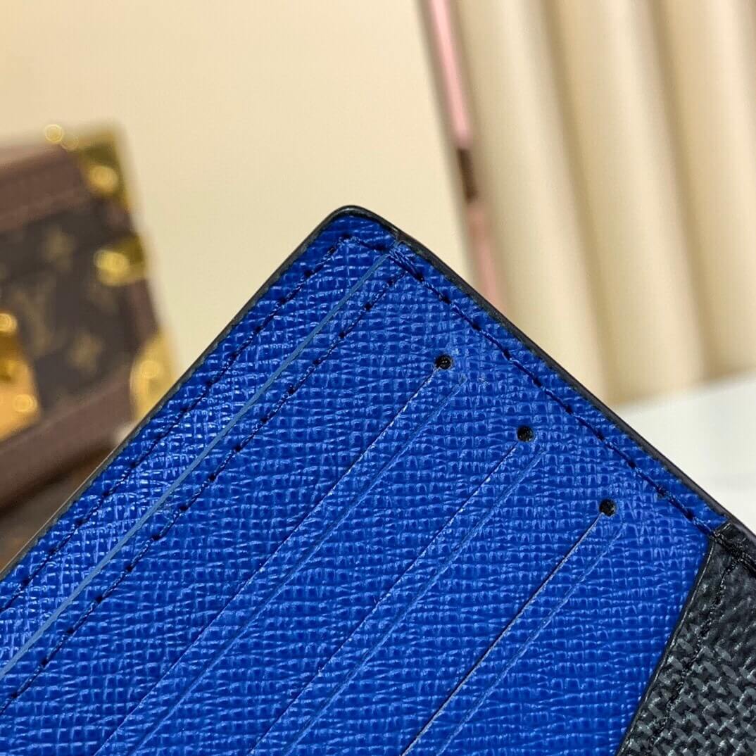 Louis Vuitton LV Damier Graphite Canvas Multiple - Slender Wallet N62663 Black / Grey N00092 Black / Blue - Image 12