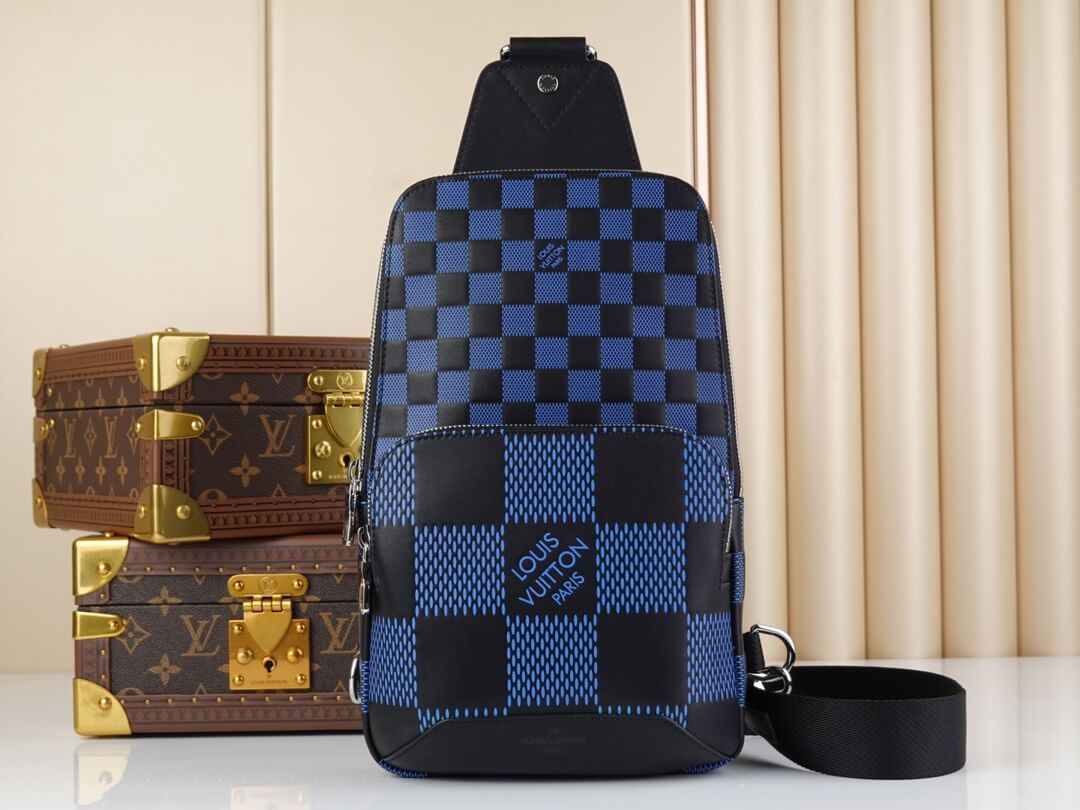 Louis Vuitton LV Damier Infini canvas Shoulder Crossbody Avenue Sling bag N50024 Blue N50038 Green