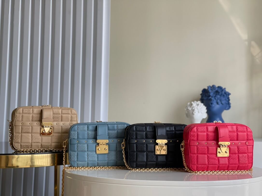 Louis Vuitton LV Damier TROCA MM Camera Shoulder Bag M59114 Black M59118 Pink M59115 Blue M59111 Beige