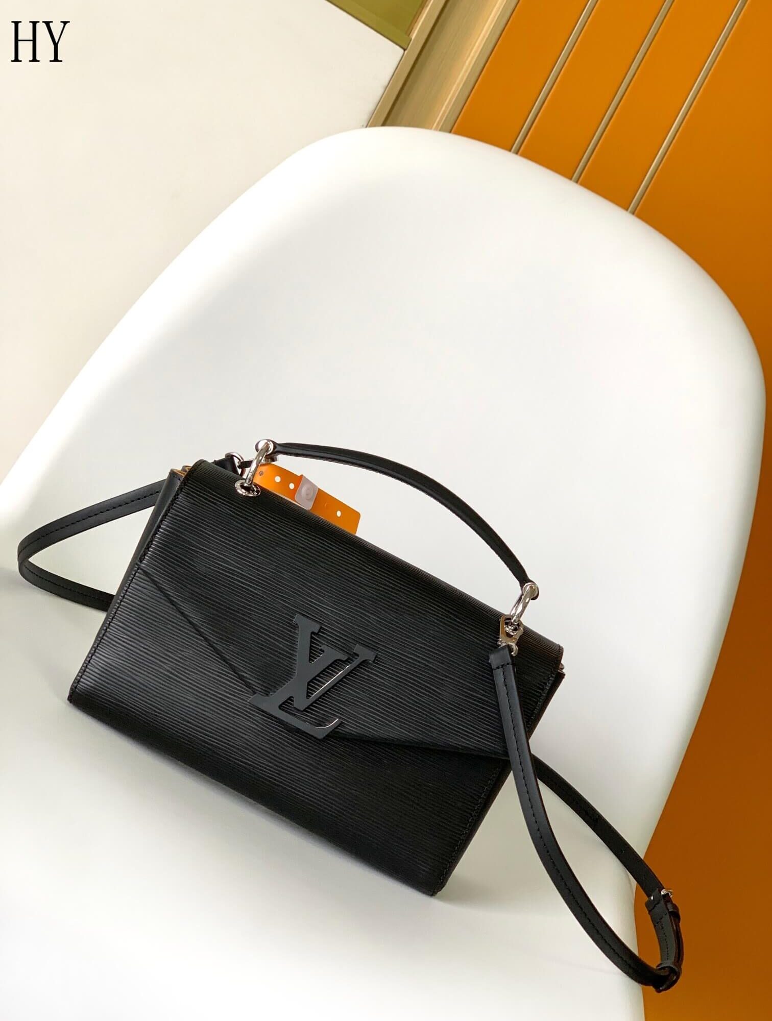 Louis Vuitton LV Epi Grained Leather Pochette Grenelle Shoulder Crossbody Handbag M55977 Black M55978 White - Sky Blue
