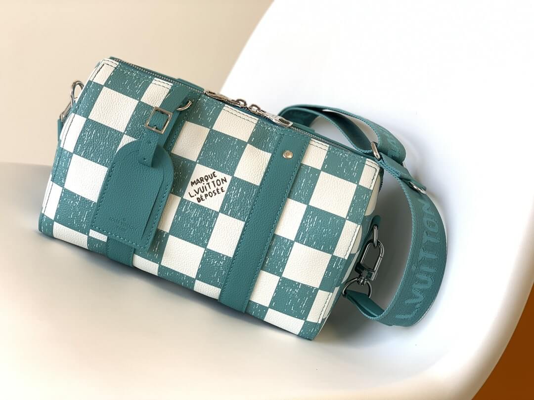 Louis Vuitton LV Graphite Teal City Keepall Bandoulière Travel Shoulder Bag N50076 Green