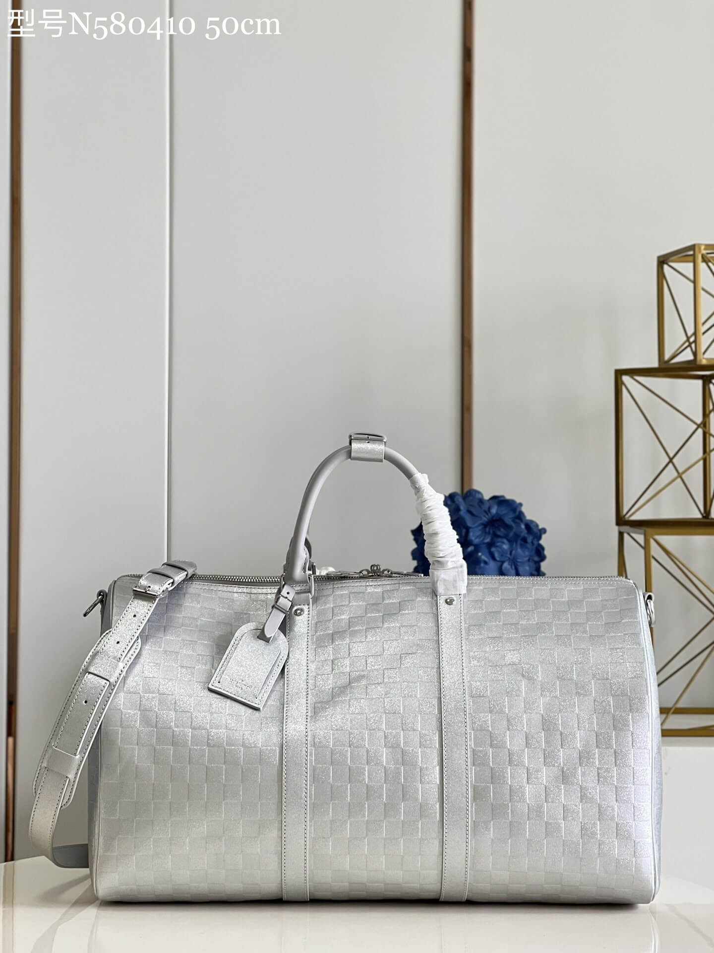 Louis Vuitton LV Keepall Bandoulière 50 Shoulder HandBag N58041 Silver
