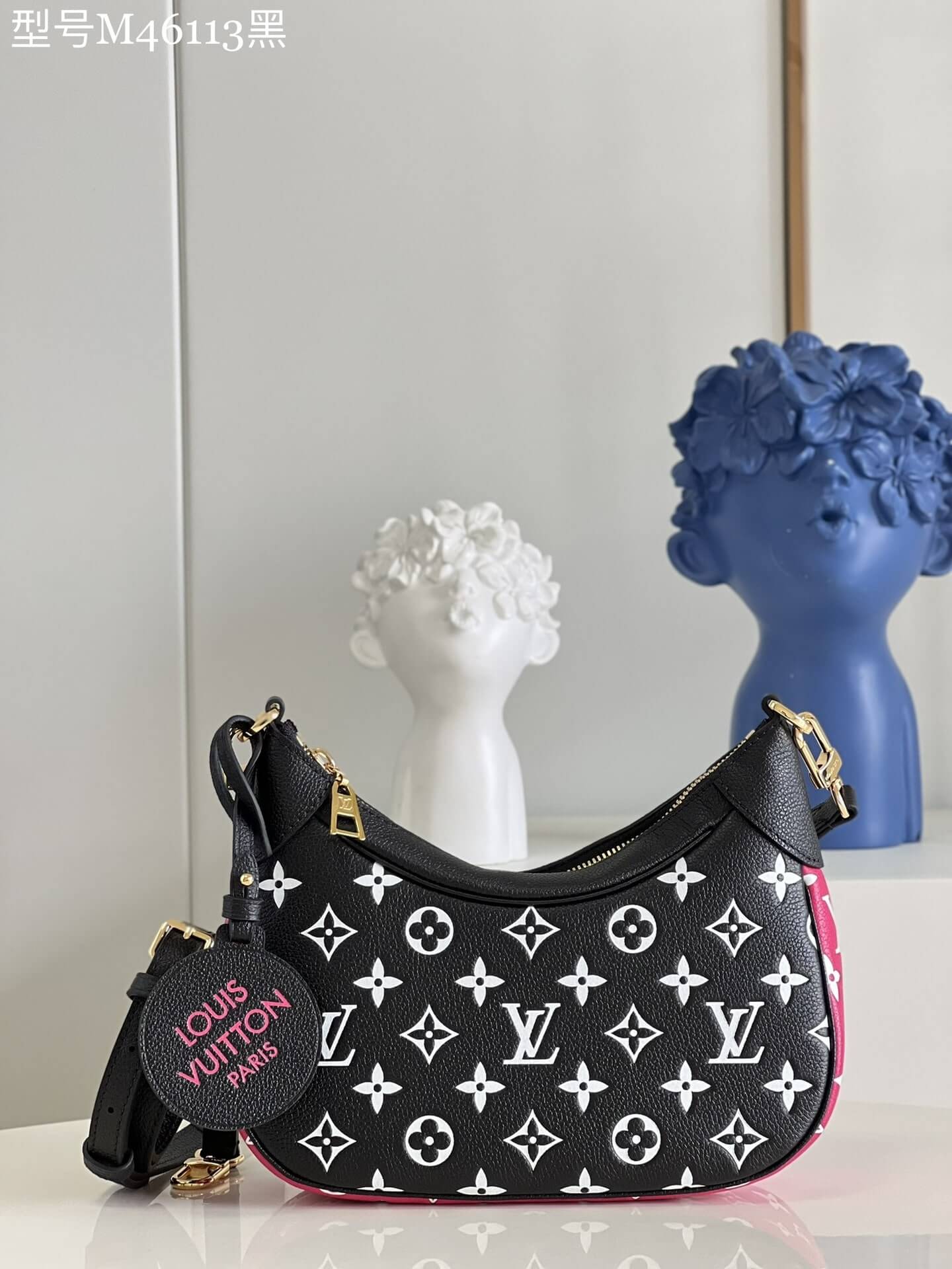 Louis Vuitton LV Monogram Bagatelle BB Shoulder Handbag M46091 Black/White/Pink M46113 Beige/Pink/Yellow