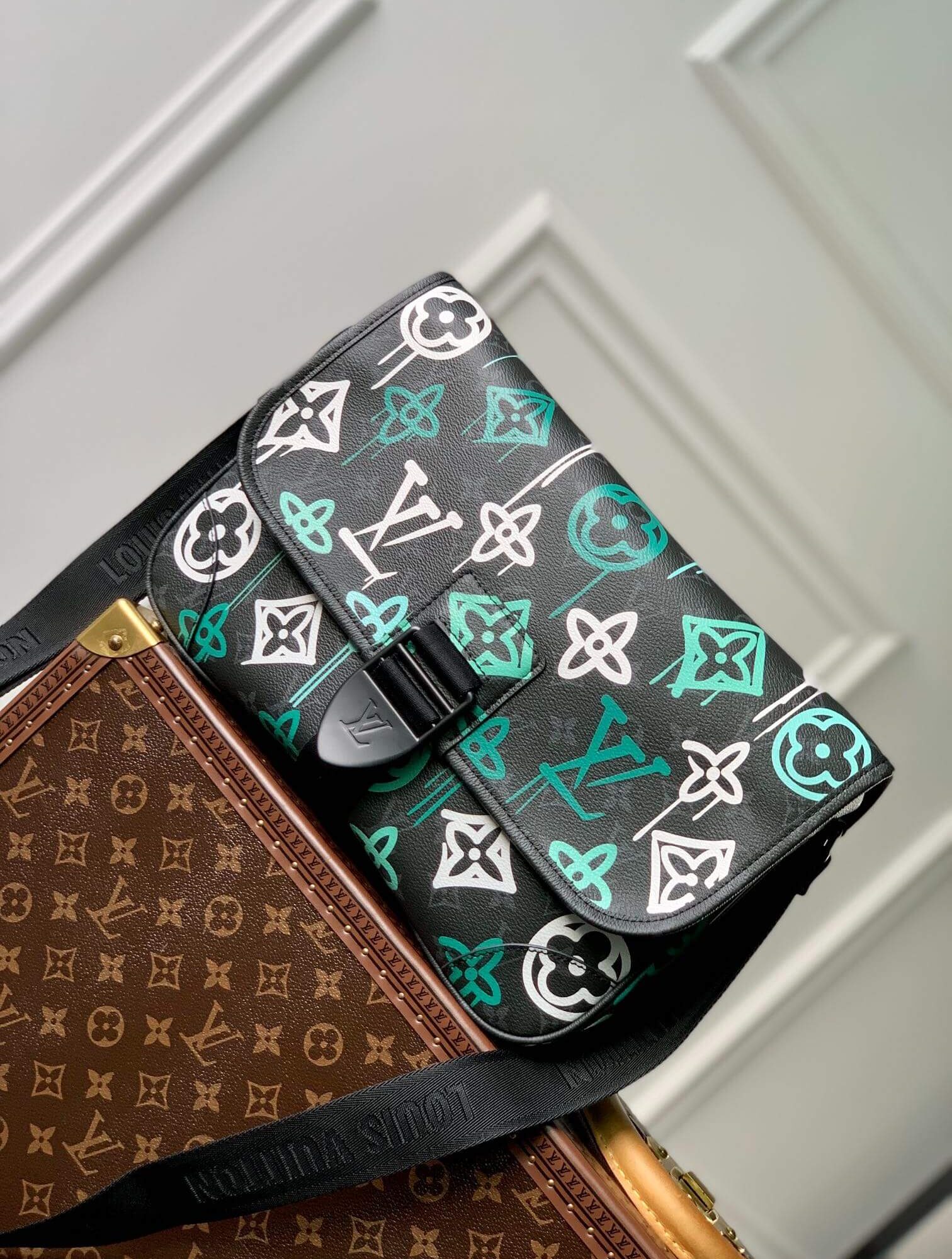 Louis Vuitton LV Monogram Canvas Archy Messenger MM M21394 Graffiti Green