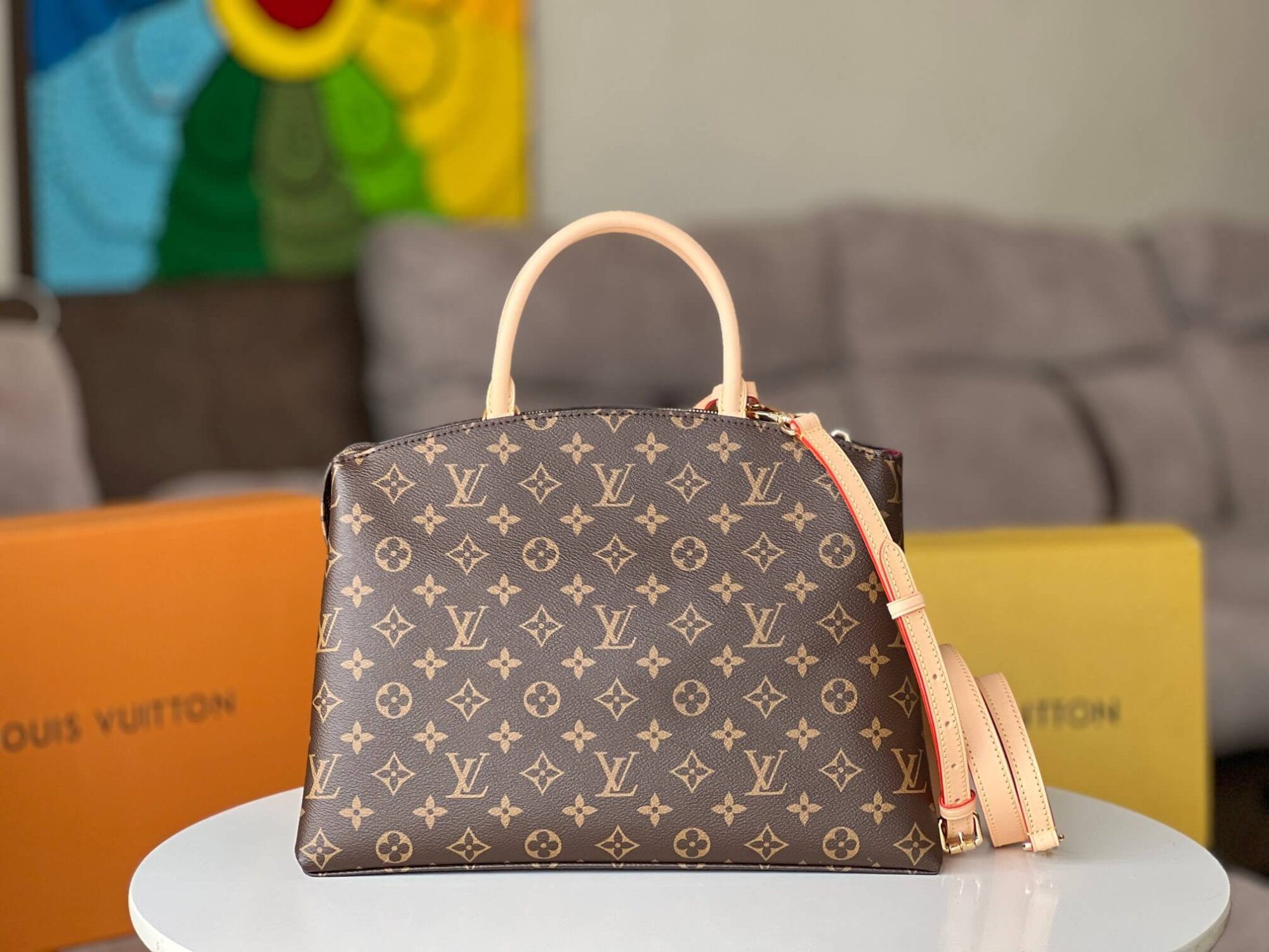 Louis Vuitton LV Monogram Canvas Petit Grand Palais Shoulder Handbag Small M45900 Large M45898 Brown - Image 2