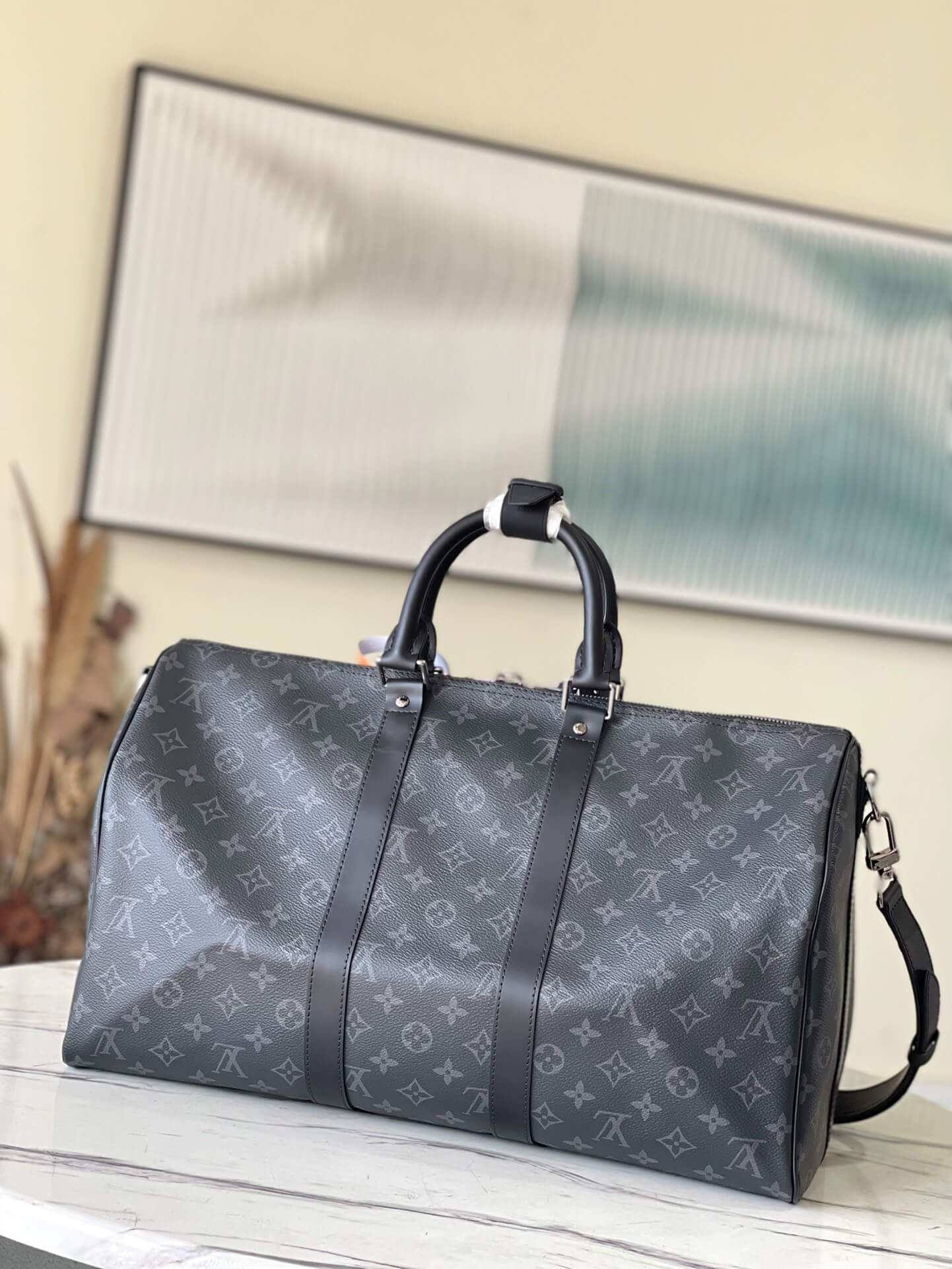 Louis Vuitton LV Monogram - Monogram Eclipse Canvas Keepall Bandouliere 45 M41418 M40569 - 50 M41416 M14202 - 55 M41414 M40605 Travel Bag Brown - Black - Image 29