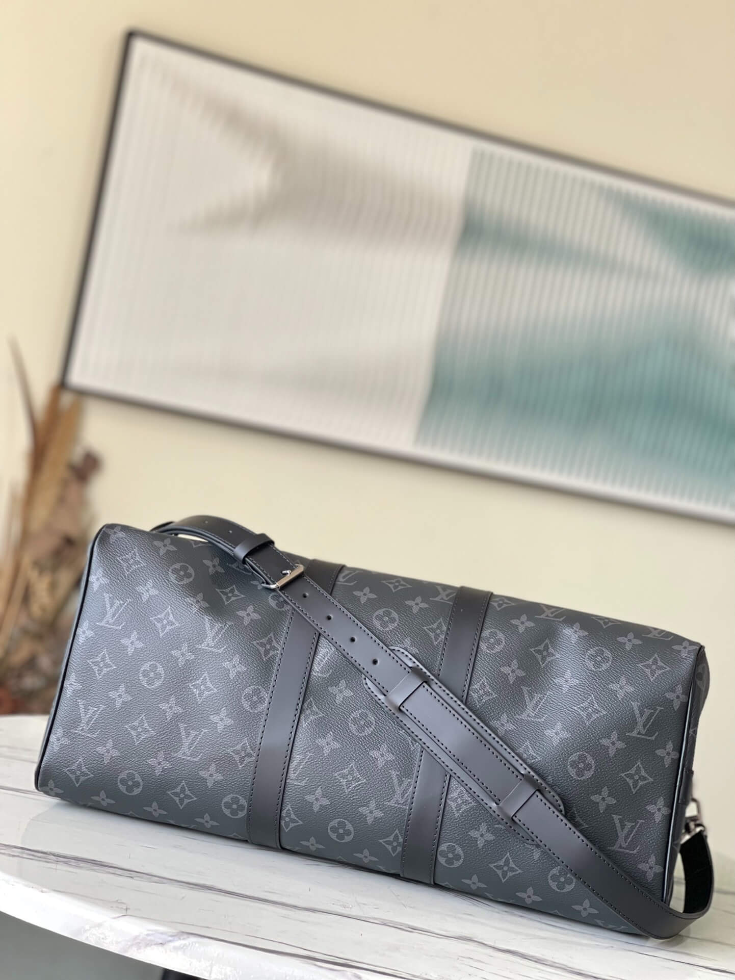 Louis Vuitton LV Monogram - Monogram Eclipse Canvas Keepall Bandouliere 45 M41418 M40569 - 50 M41416 M14202 - 55 M41414 M40605 Travel Bag Brown - Black - Image 36