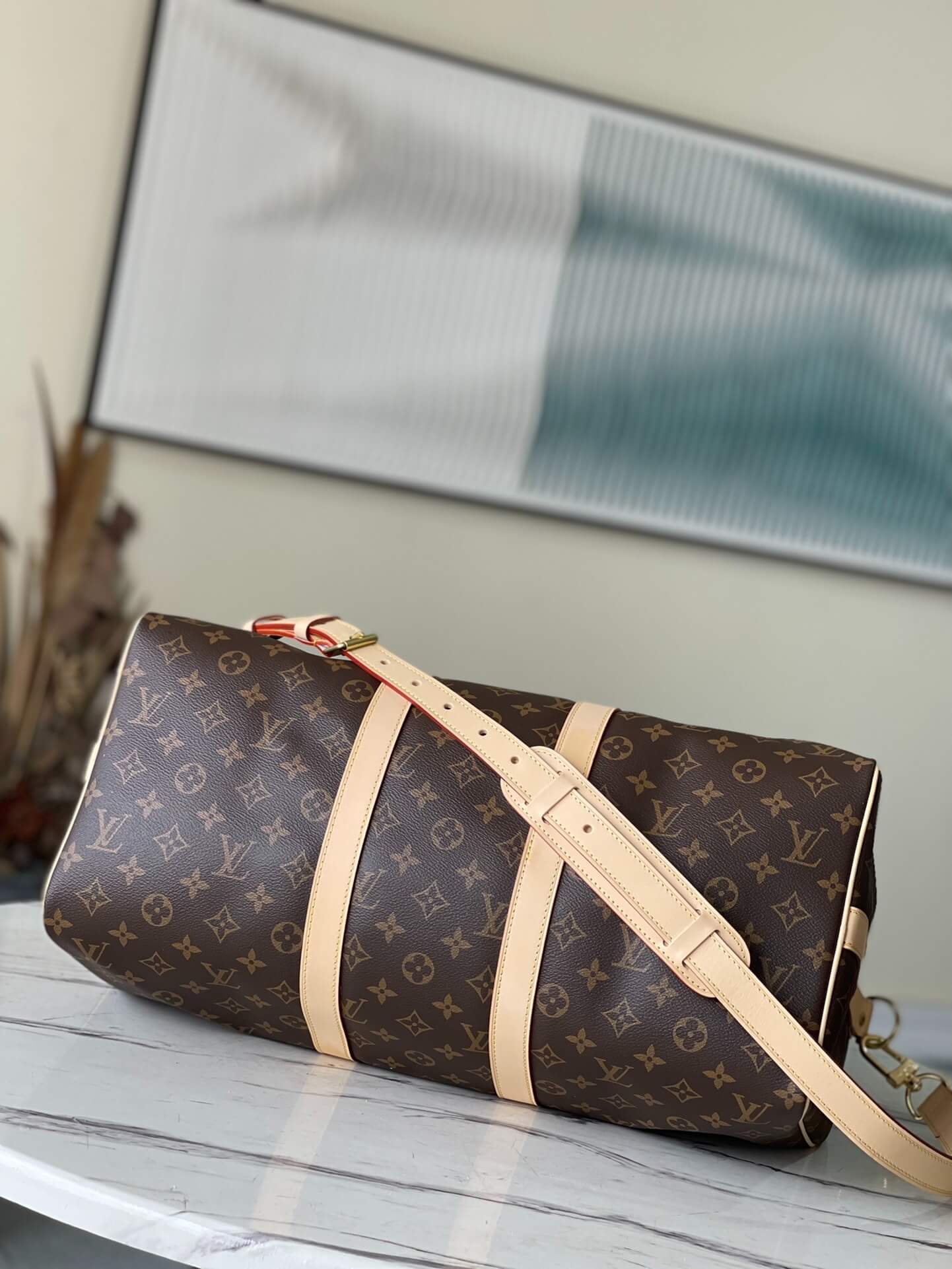 Louis Vuitton LV Monogram - Monogram Eclipse Canvas Keepall Bandouliere 45 M41418 M40569 - 50 M41416 M14202 - 55 M41414 M40605 Travel Bag Brown - Black - Image 9
