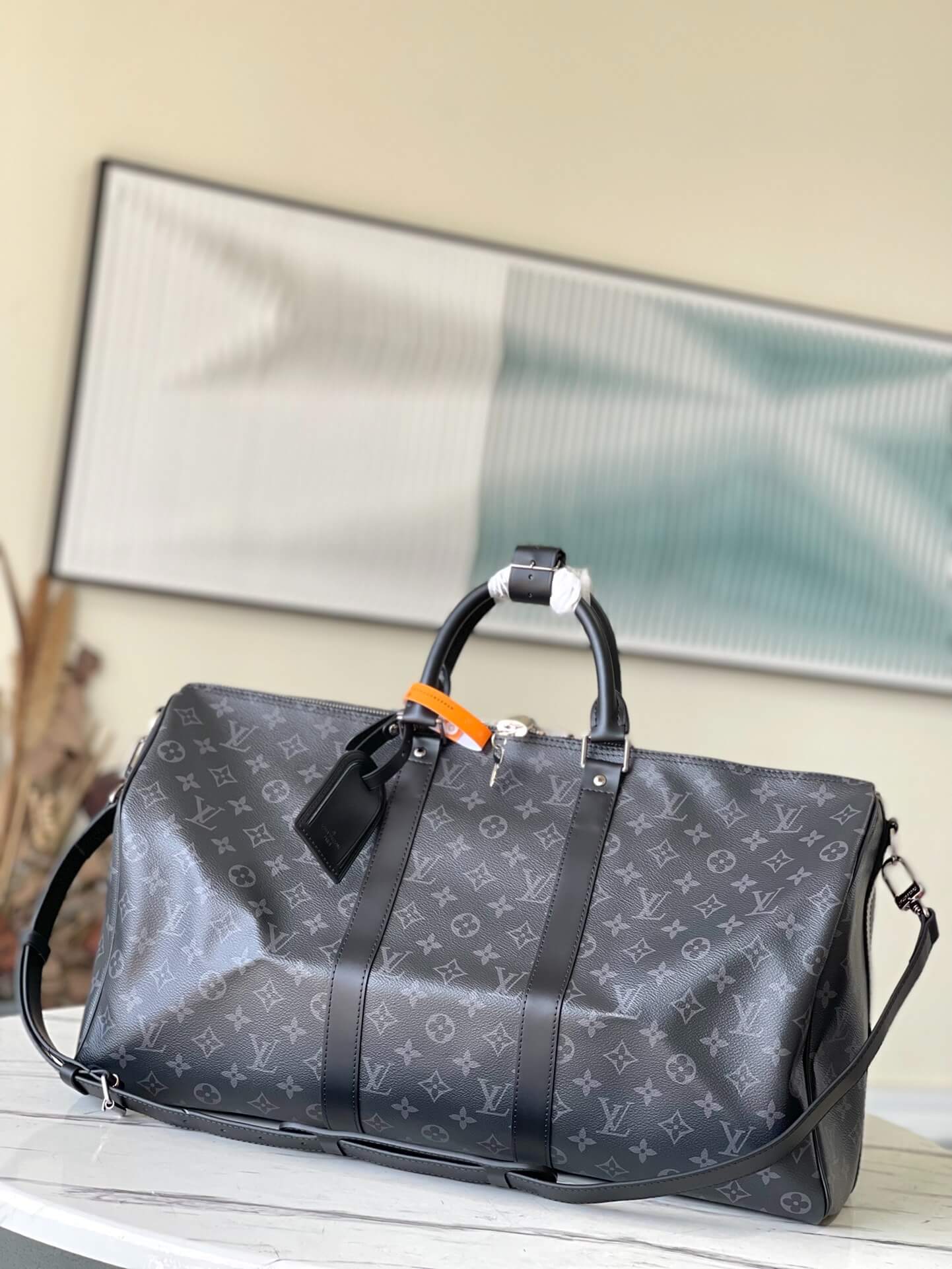 Louis Vuitton LV Monogram - Monogram Eclipse Canvas Keepall Bandouliere 45 M41418 M40569 - 50 M41416 M14202 - 55 M41414 M40605 Travel Bag Brown - Black - Image 37