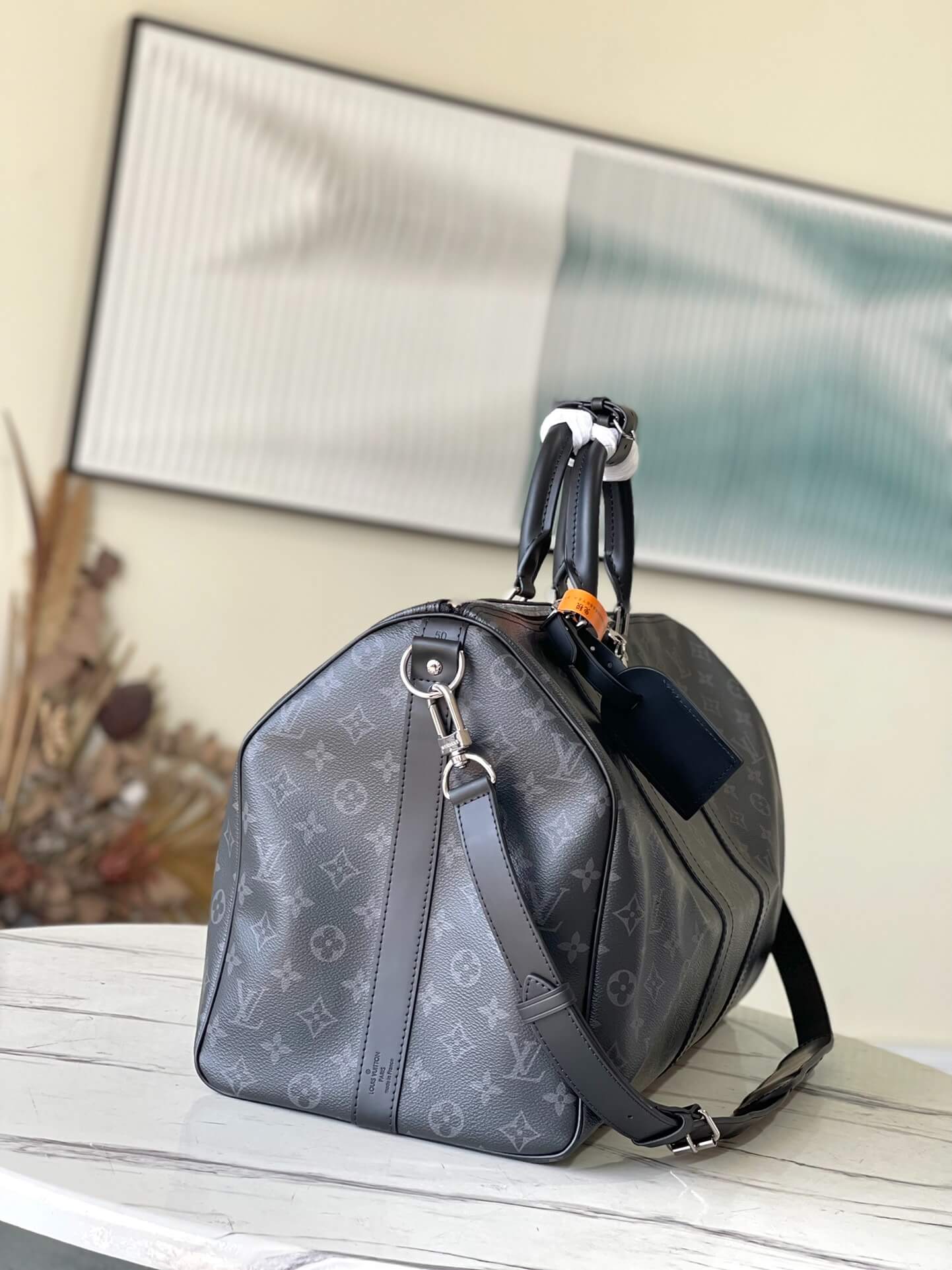 Louis Vuitton LV Monogram - Monogram Eclipse Canvas Keepall Bandouliere 45 M41418 M40569 - 50 M41416 M14202 - 55 M41414 M40605 Travel Bag Brown - Black - Image 40