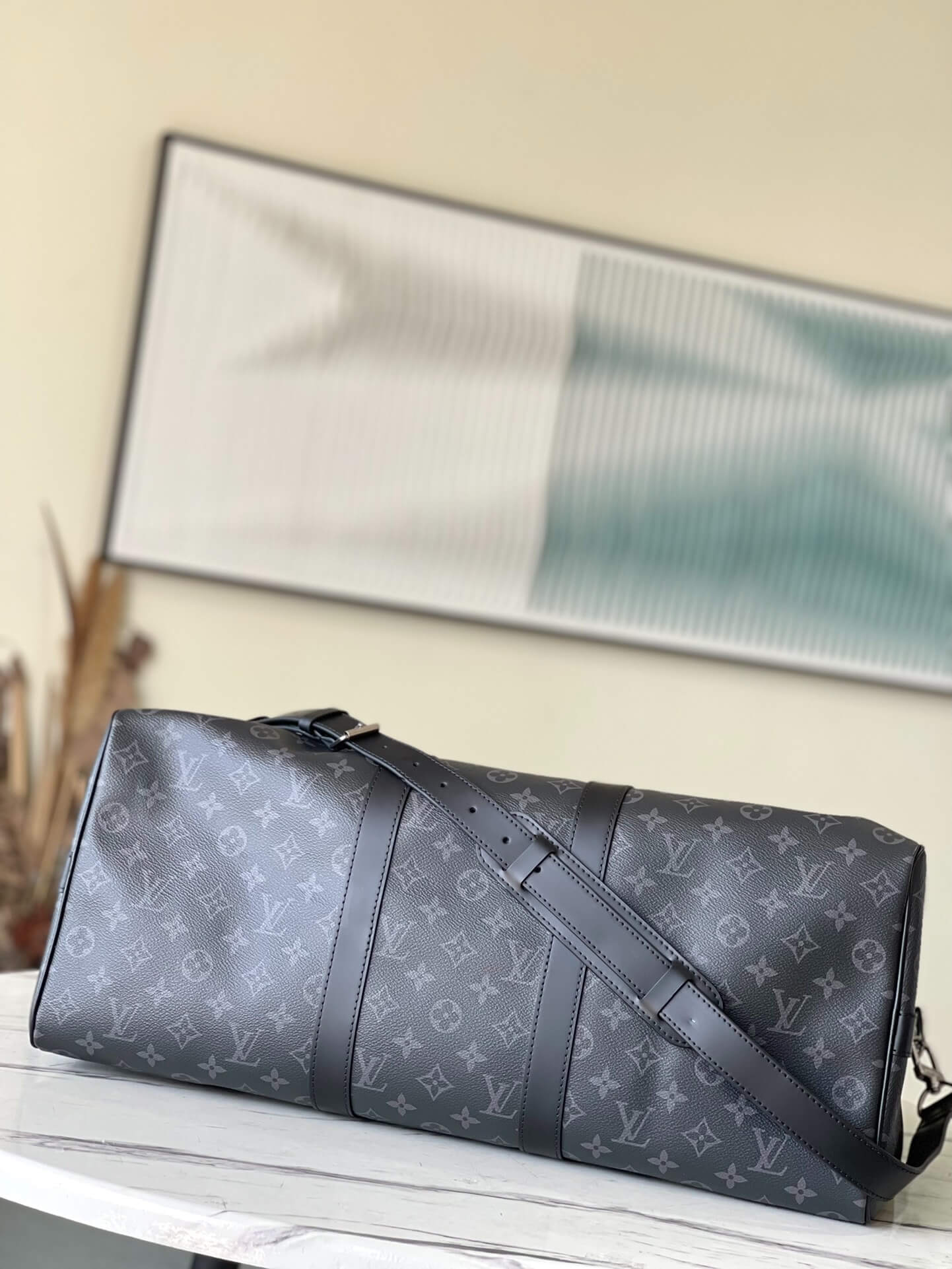 Louis Vuitton LV Monogram - Monogram Eclipse Canvas Keepall Bandouliere 45 M41418 M40569 - 50 M41416 M14202 - 55 M41414 M40605 Travel Bag Brown - Black - Image 45