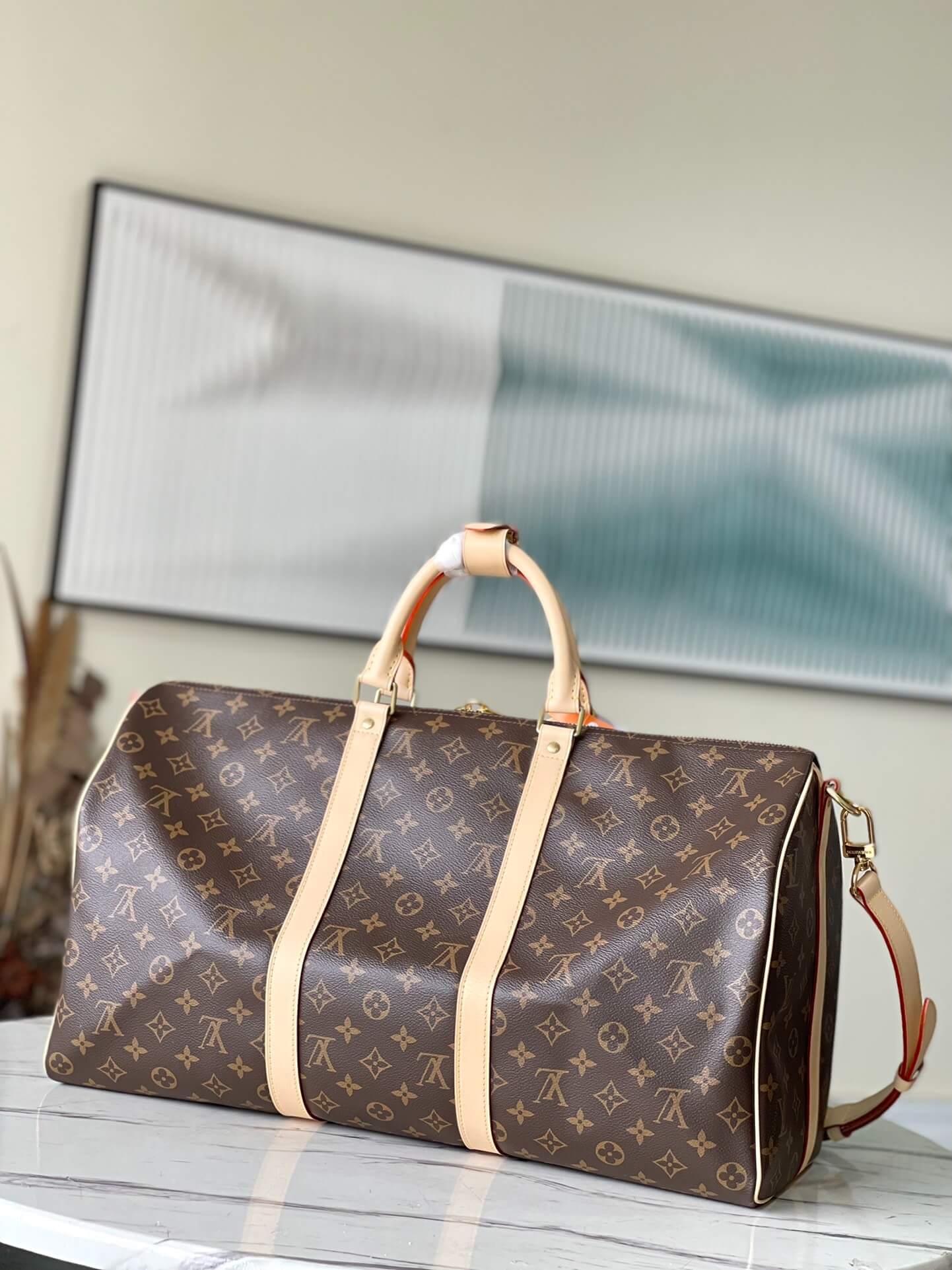 Louis Vuitton LV Monogram - Monogram Eclipse Canvas Keepall Bandouliere 45 M41418 M40569 - 50 M41416 M14202 - 55 M41414 M40605 Travel Bag Brown - Black - Image 11