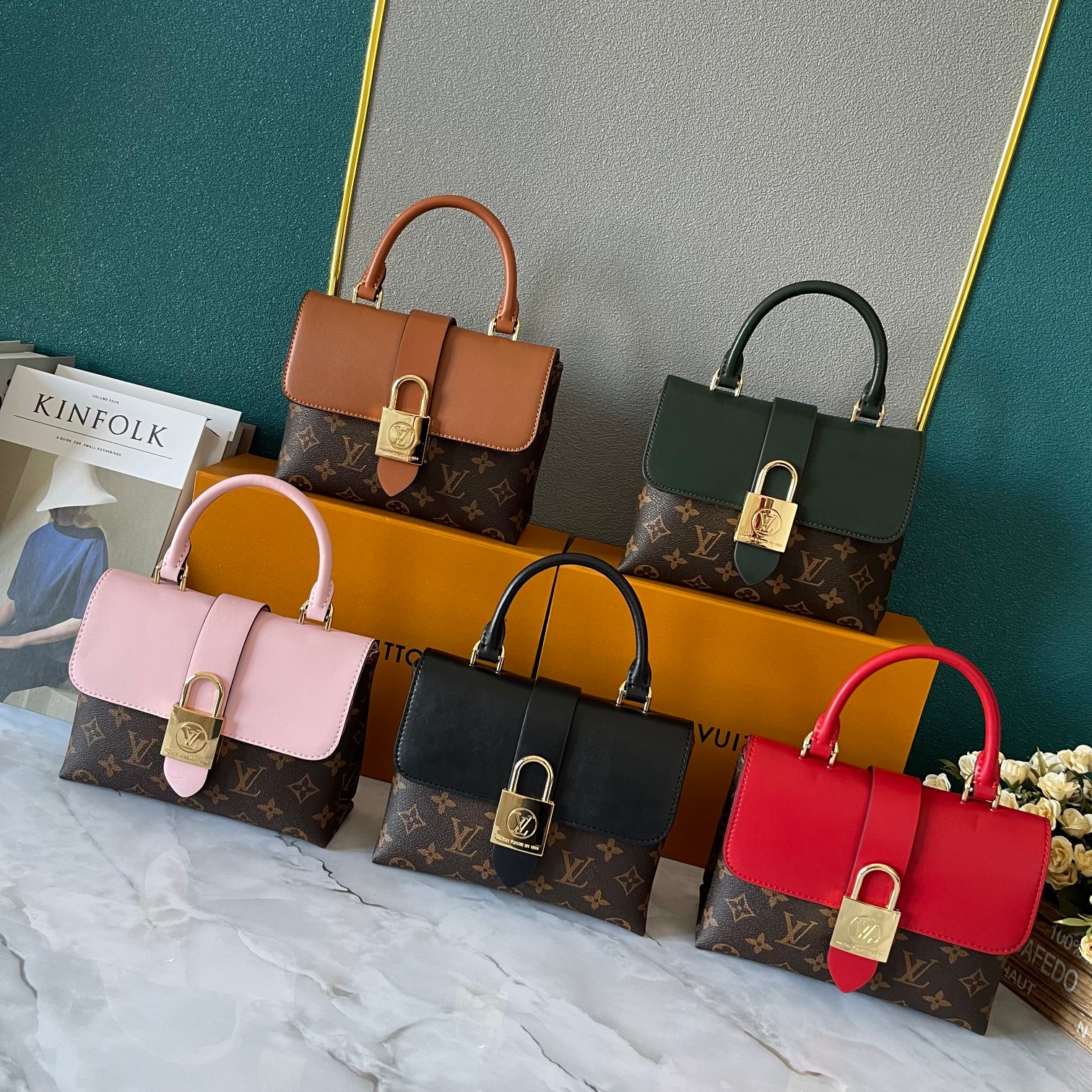 Louis Vuitton LV Monogram Canvas Locky BB Shoulder Crossbody HandBag M44080 Pink M44141 Black M44321 Blue M44322 Red M44653 White M44654 Brown M44797 Army Green