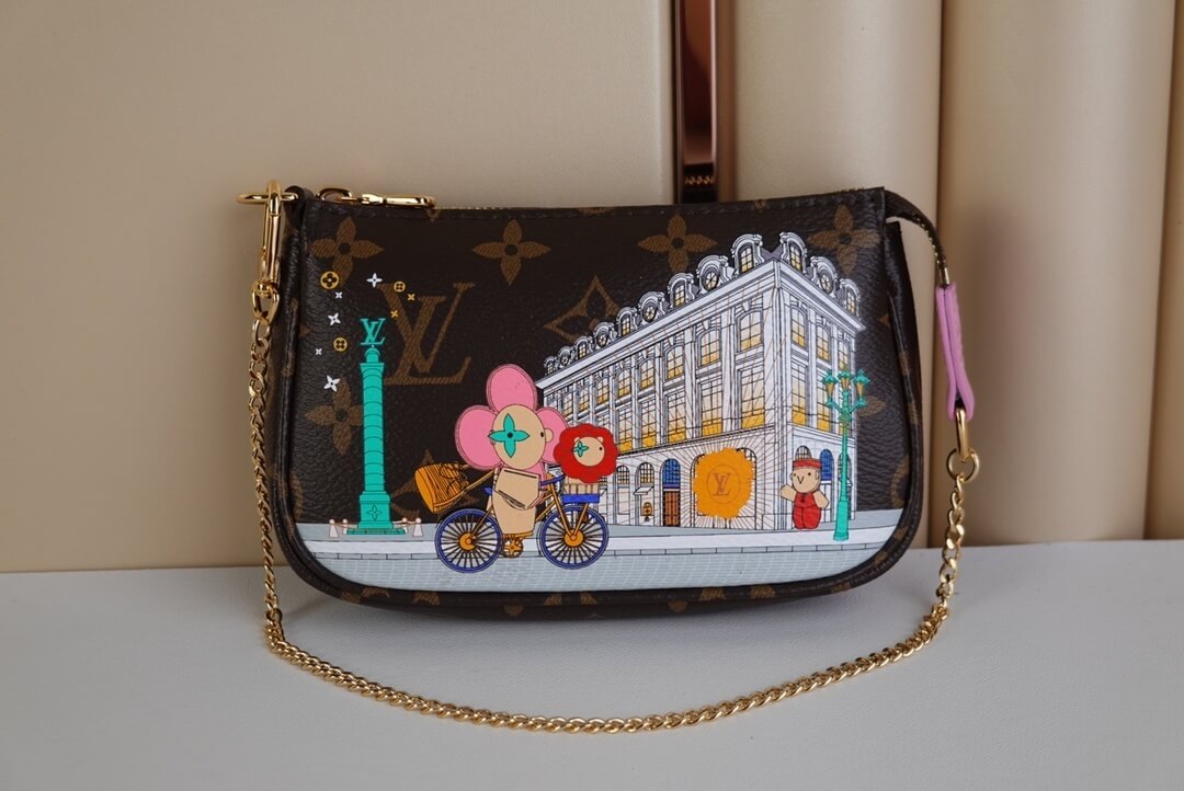 Louis Vuitton LV Monogram Canvas Mini Pochette Accessoires Vivienne Holiday M81760 Pink M81637 Blue M45905 Wisteria Pink M80863 Red
