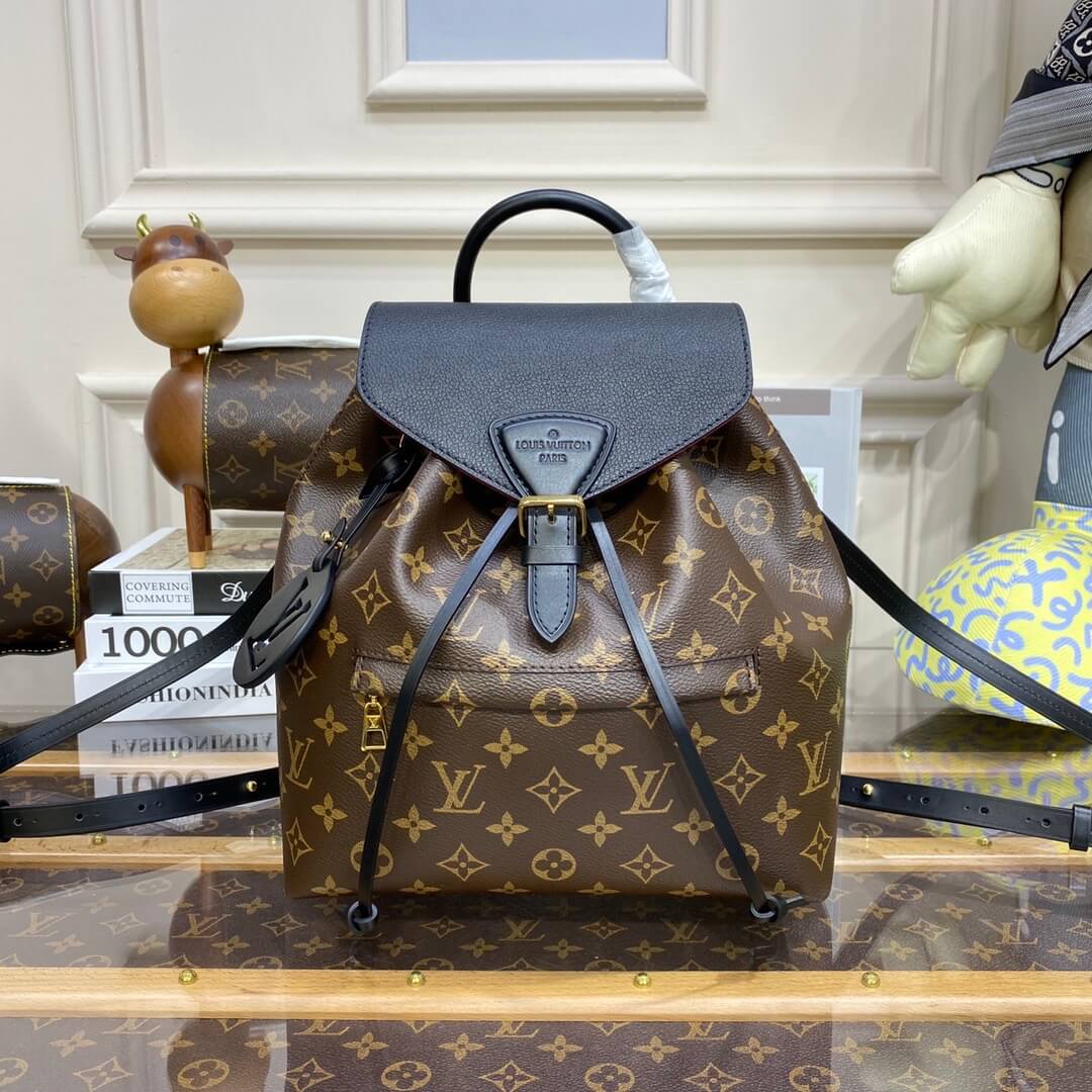 Louis Vuitton LV Monogram Canvas Montsouris PM BackPack Bag M45515 Black M45501 Brown - BackPack Bag BB M45516 Black M45501 Brown