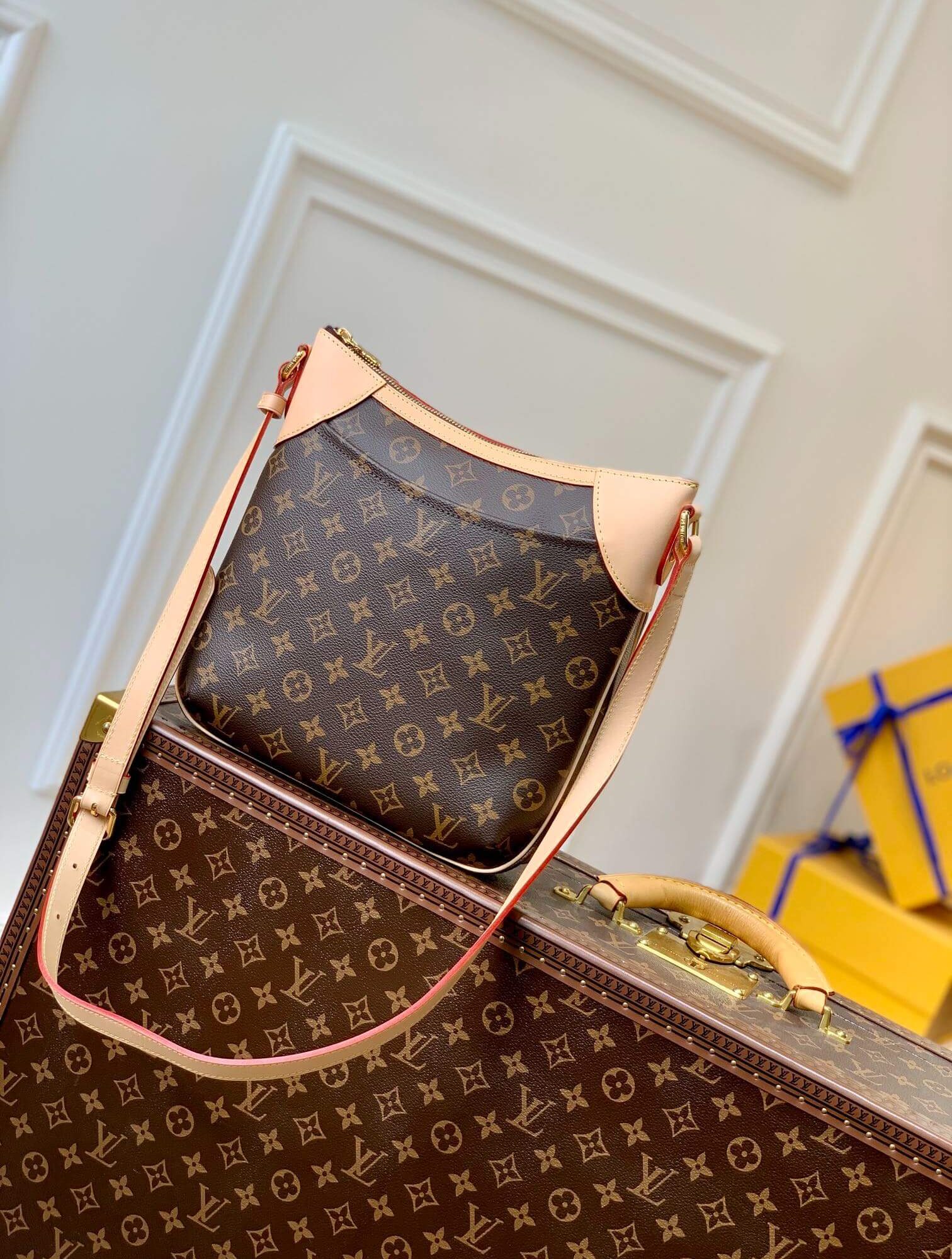 Louis Vuitton LV Monogram Canvas Odeon GM M56389 MM M56390 Handbag Brown
