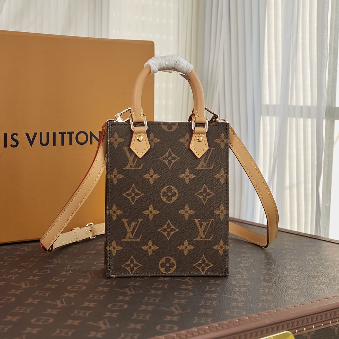 Louis Vuitton LV Monogram Canvas Petit M81295 / BB M46265 Sac Plat Shoulder HandBag Brown