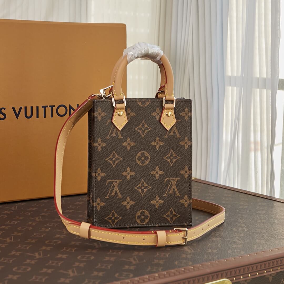 Louis Vuitton LV Monogram Canvas Petit M81295 / BB M46265 Sac Plat Shoulder HandBag Brown - Image 9
