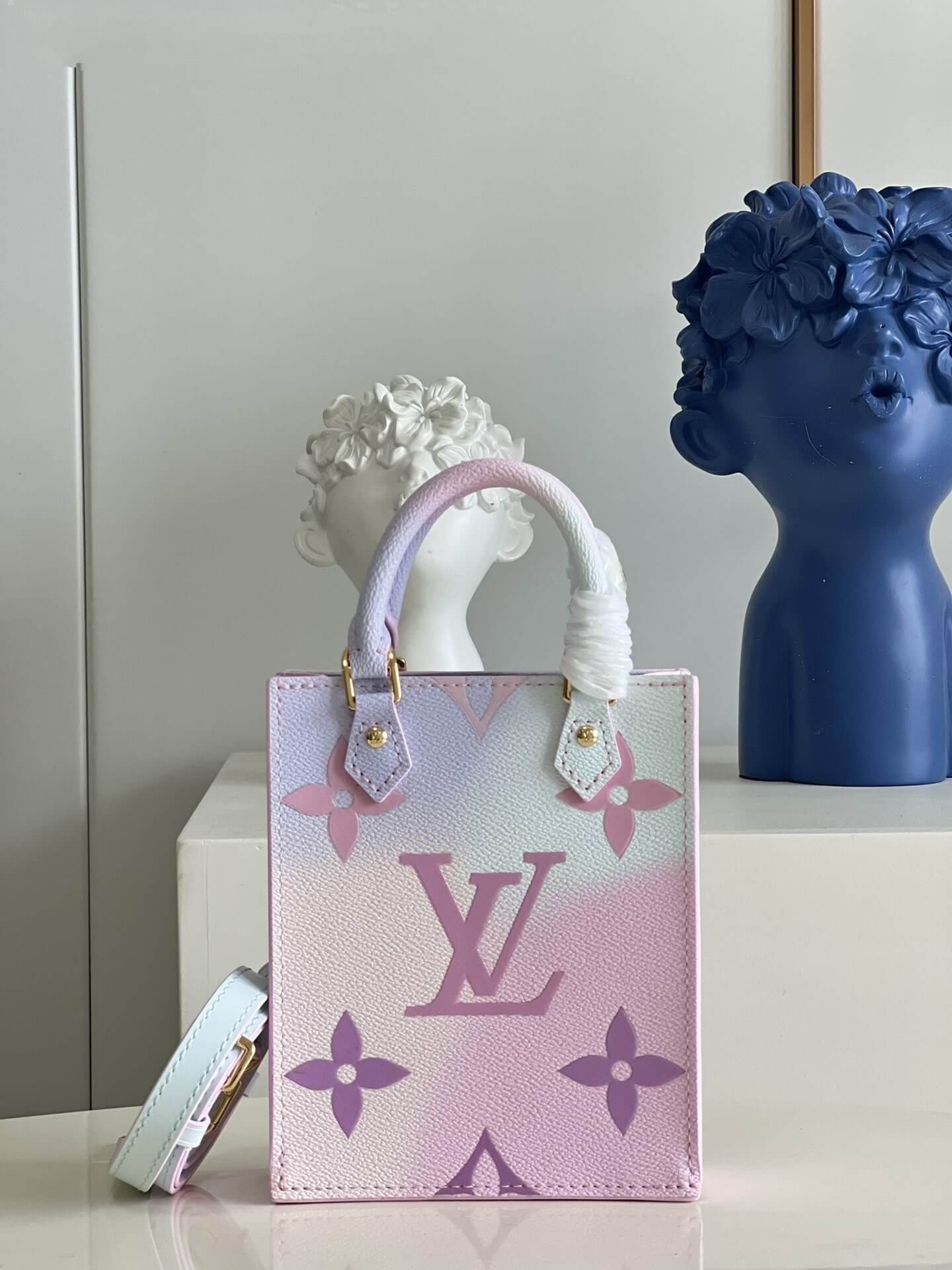 Louis Vuitton LV Monogram Canvas Petit Sac Plat Shoulder HandBag M81341 Sunrise Pastel