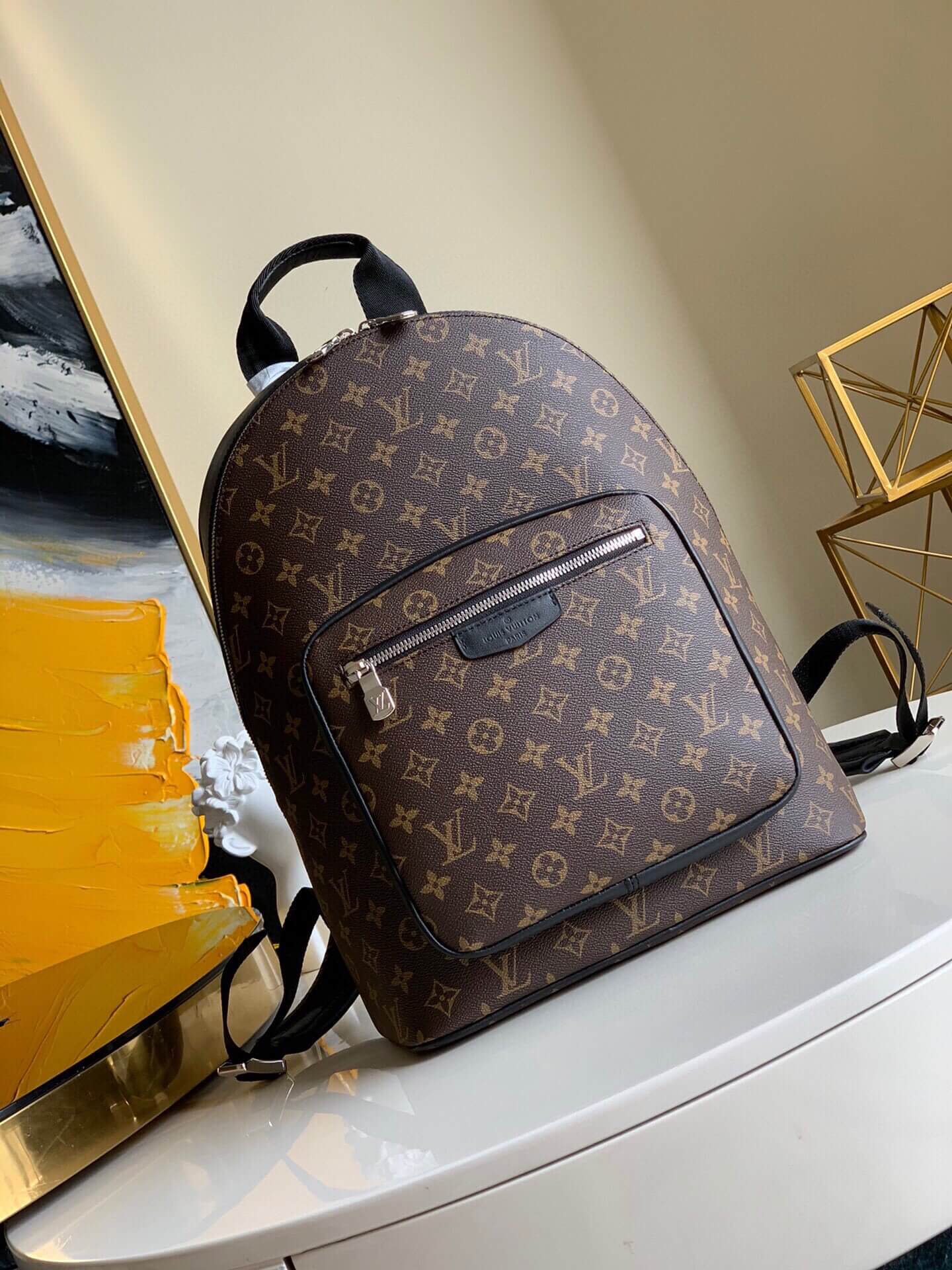 Louis Vuitton LV Monogram Canvas Sacs a Dos Toile Josh Backpack Bag M45349 Brown M40365 Damier Graphite Black - Damier Ebene Brown