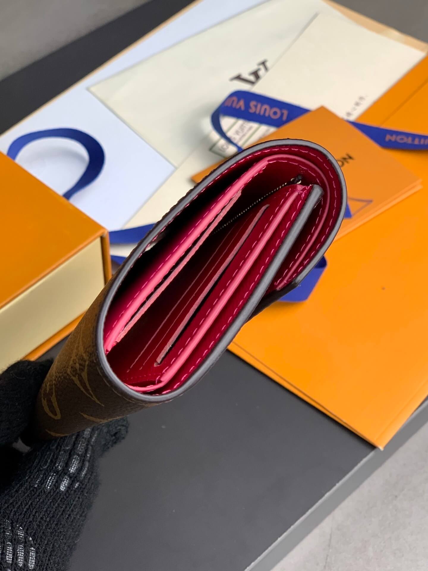 Louis Vuitton LV Monogram Canvas Victorine Wallet Mini Purse Brown - Fuchsia - Fuchsia Pink - Orange - Pink - Red - Yellow - Image 27