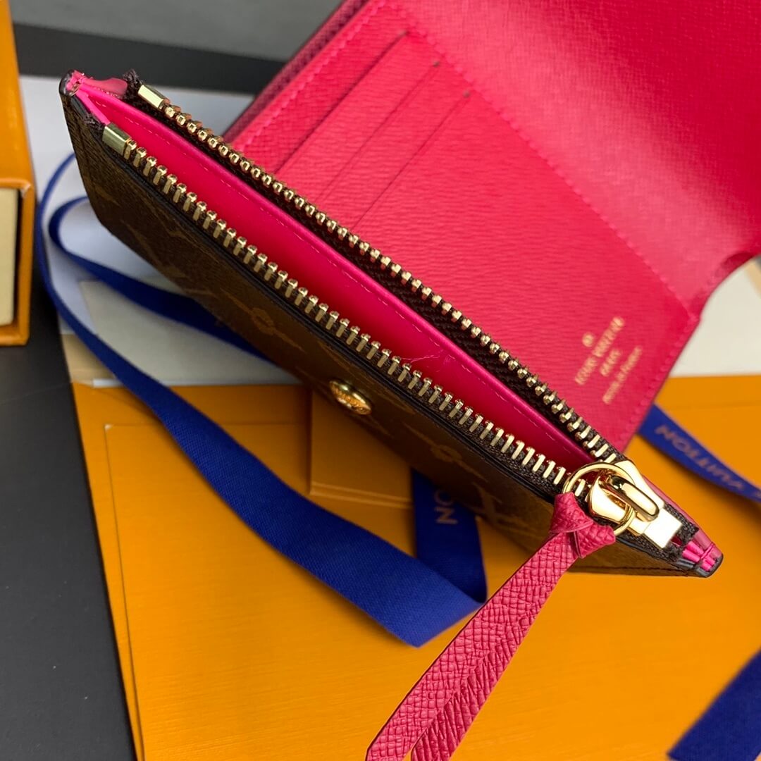 Louis Vuitton LV Monogram Canvas Victorine Wallet Mini Purse Brown - Fuchsia - Fuchsia Pink - Orange - Pink - Red - Yellow - Image 23
