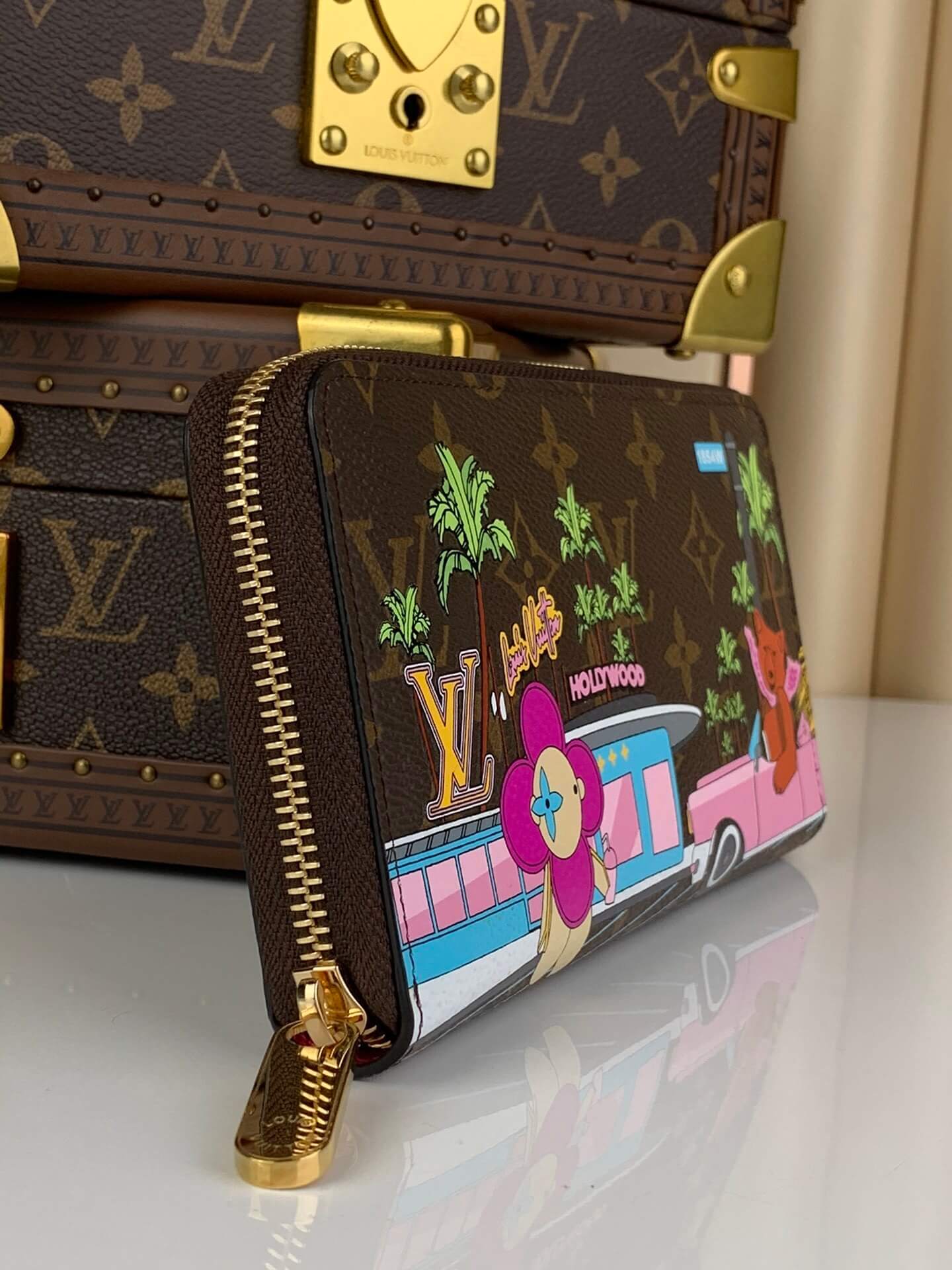 Louis Vuitton LV Monogram Canvas Vivienne Zippy Wallet M80857 Fuchsia Pink - Image 4