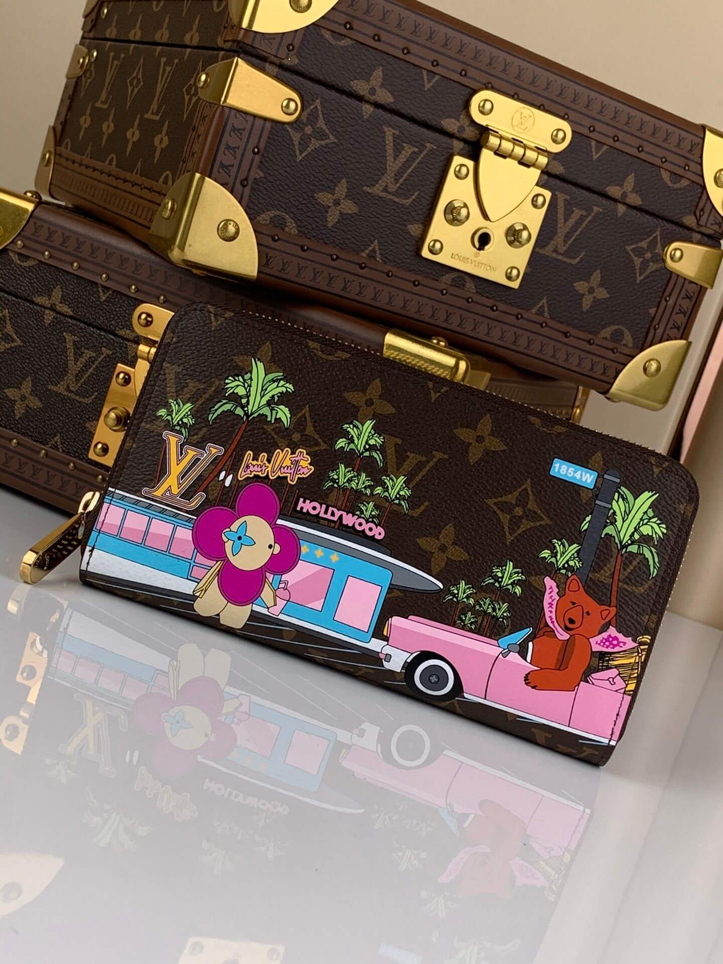 Louis Vuitton LV Monogram Canvas Vivienne Zippy Wallet M80857 Fuchsia Pink - Image 9