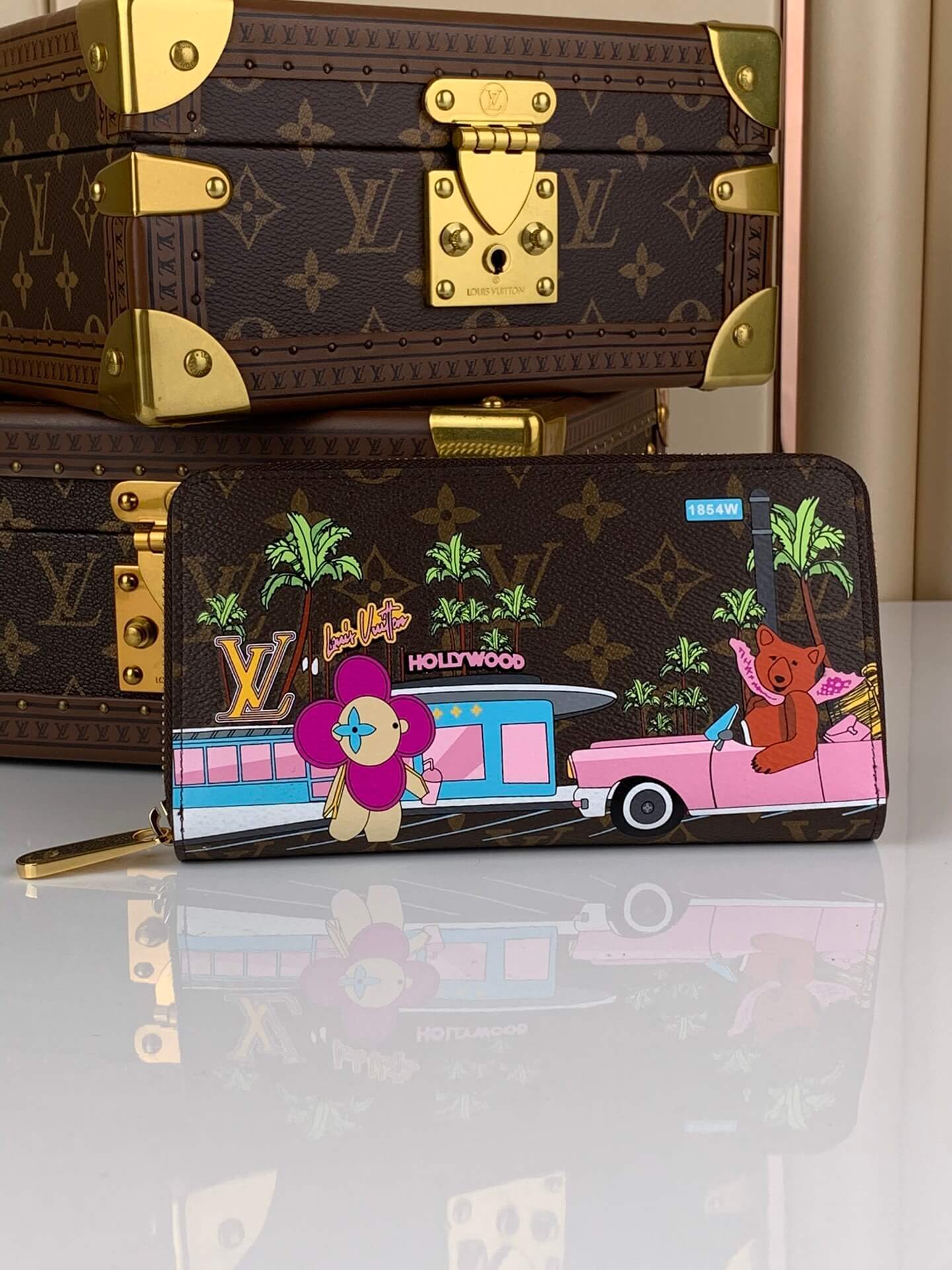 Louis Vuitton LV Monogram Canvas Vivienne Zippy Wallet M80857 Fuchsia Pink