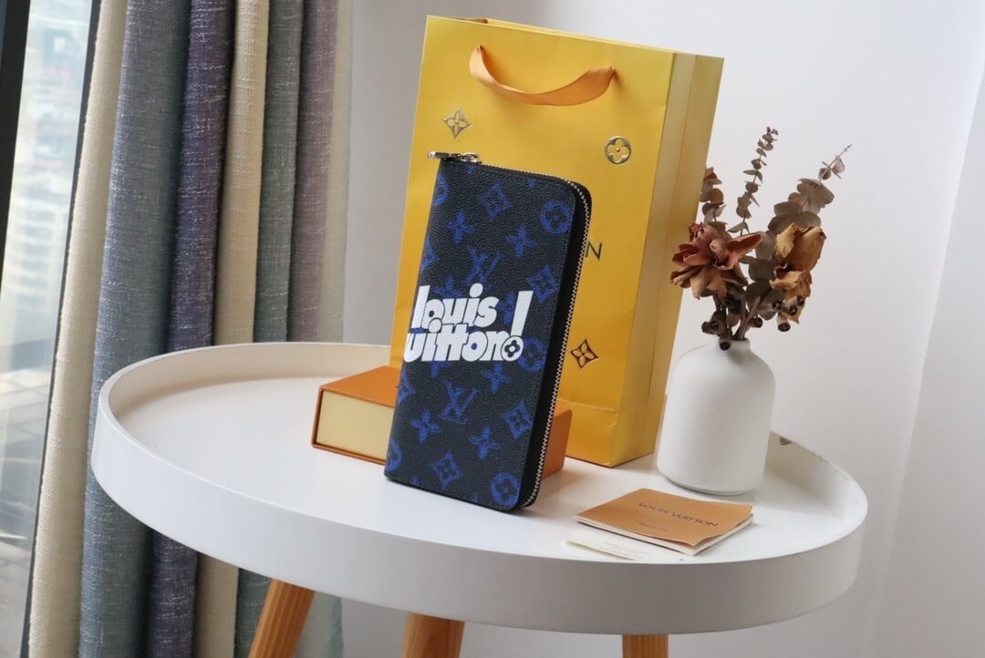 Louis Vuitton LV Monogram Canvas Vertical Zippy Wallet M80802 Blue - Green - Image 9