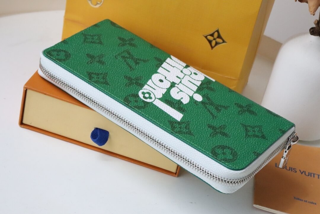 Louis Vuitton LV Monogram Canvas Vertical Zippy Wallet M80802 Blue - Green - Image 17