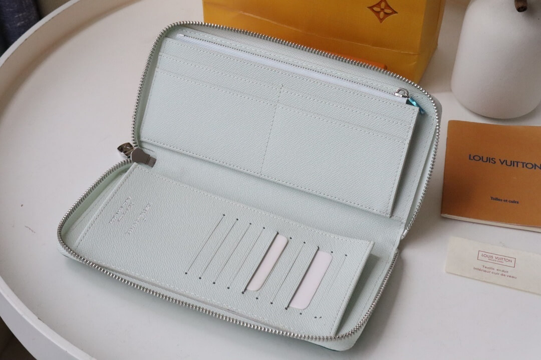 Louis Vuitton LV Monogram Canvas Vertical Zippy Wallet M80802 Blue - Green - Image 12