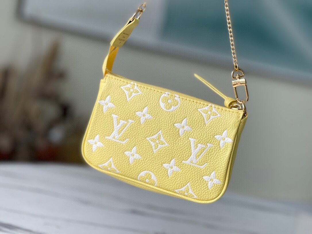 Louis Vuitton LV Monogram Chain Mini Pochette Accessoires Clutch Handbag M46129 Yellow M81284 Green Khaki