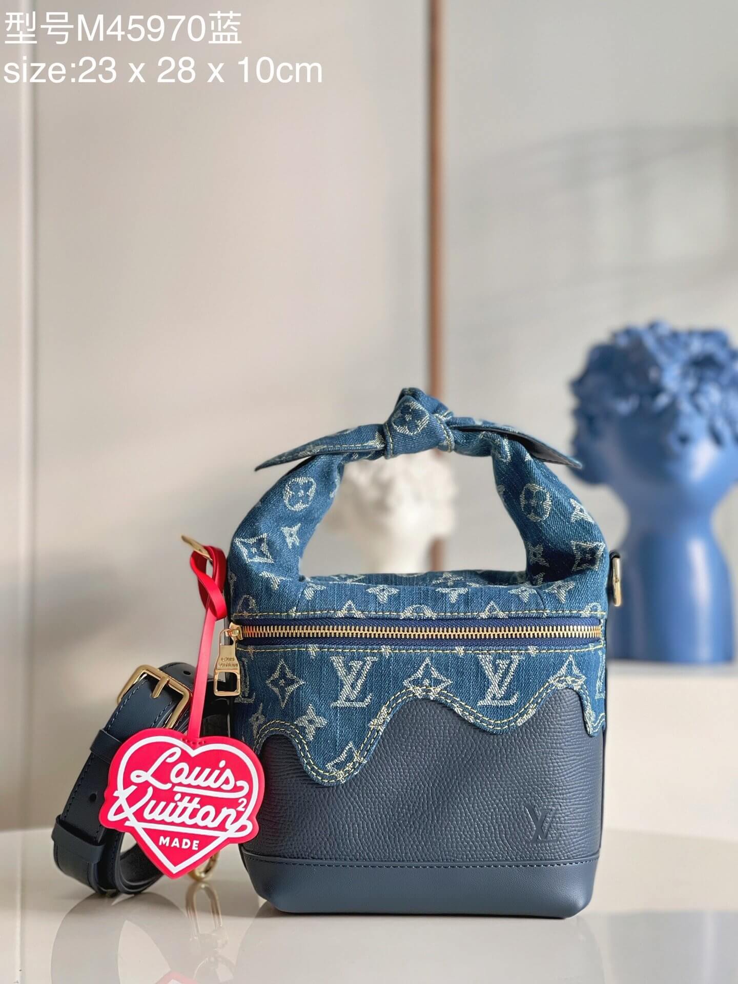 Louis Vuitton LV Monogram Denim Japanse Cruiser Shoulder Handbag M45970 Blue