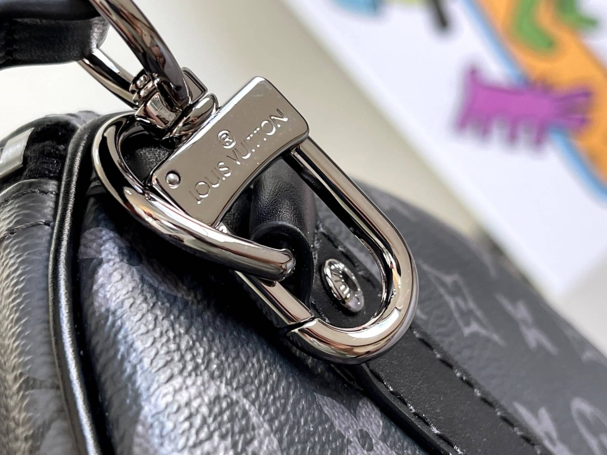 Louis Vuitton LV Monogram Eclipse Canvas Bandoulière 50 Travel Shoulder HandBag M45392 Black - Image 8