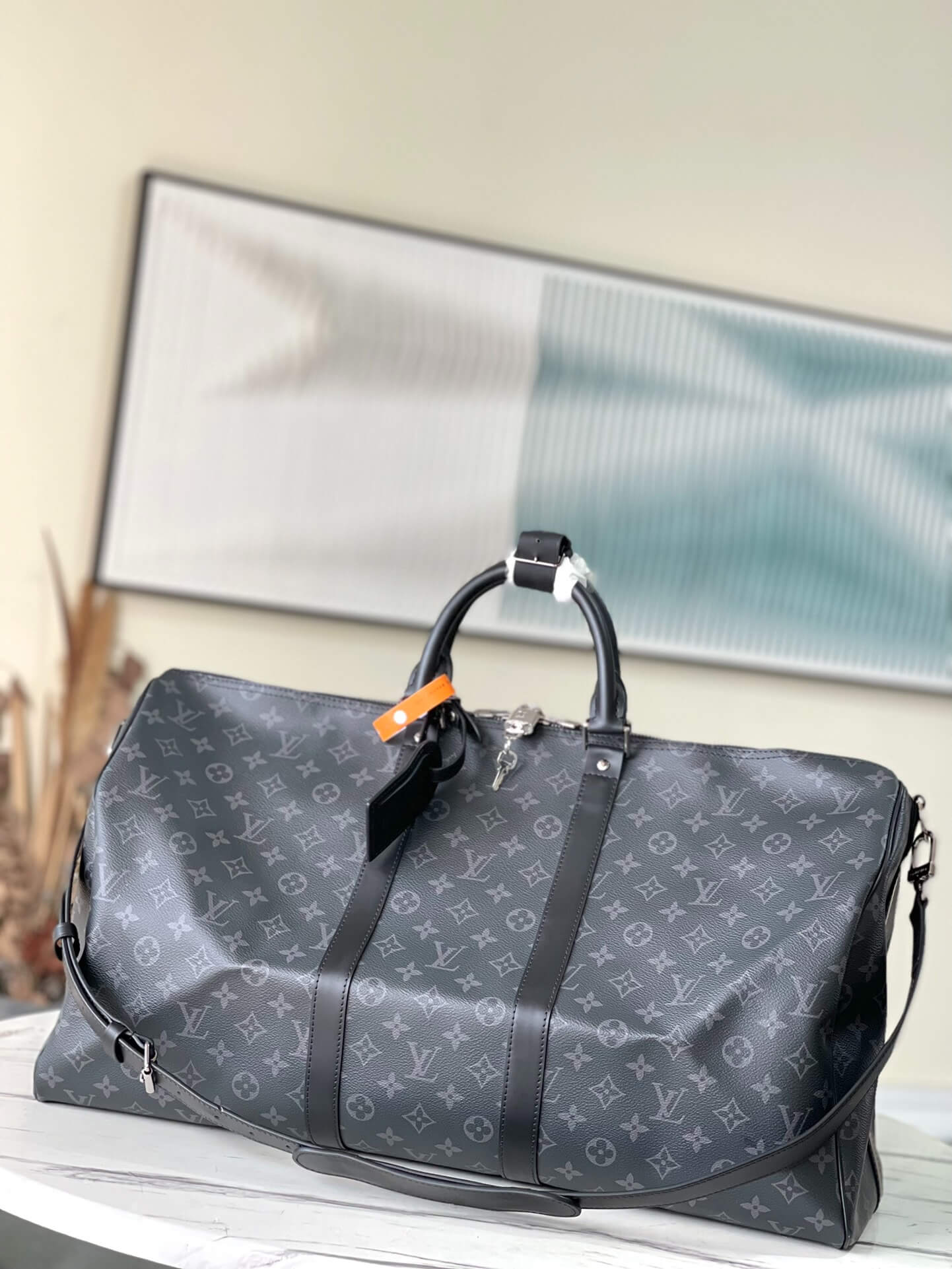 Louis Vuitton LV Monogram - Monogram Eclipse Canvas Keepall Bandouliere 45 M41418 M40569 - 50 M41416 M14202 - 55 M41414 M40605 Travel Bag Brown - Black - Image 46