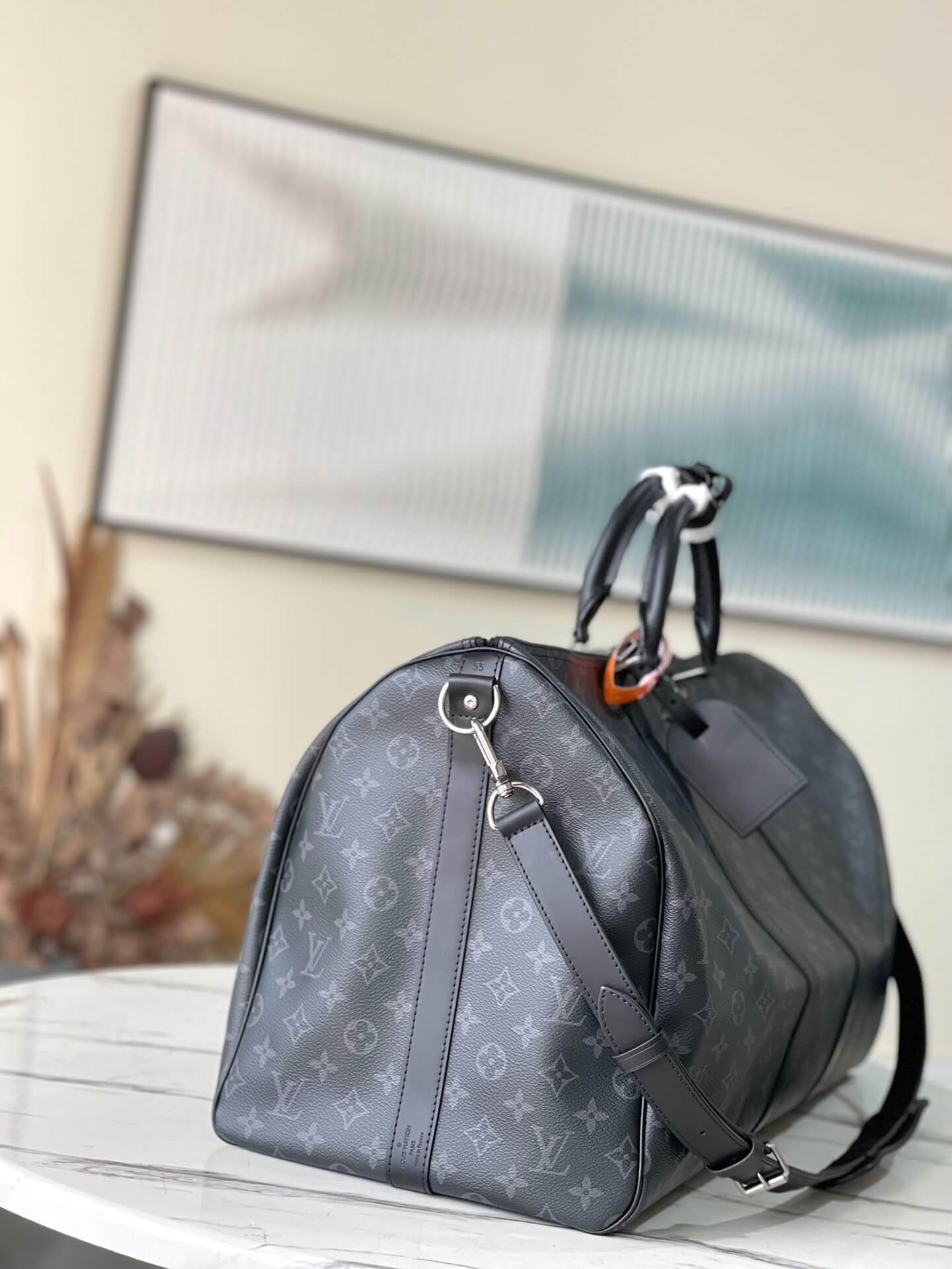 Louis Vuitton LV Monogram - Monogram Eclipse Canvas Keepall Bandouliere 45 M41418 M40569 - 50 M41416 M14202 - 55 M41414 M40605 Travel Bag Brown - Black - Image 49